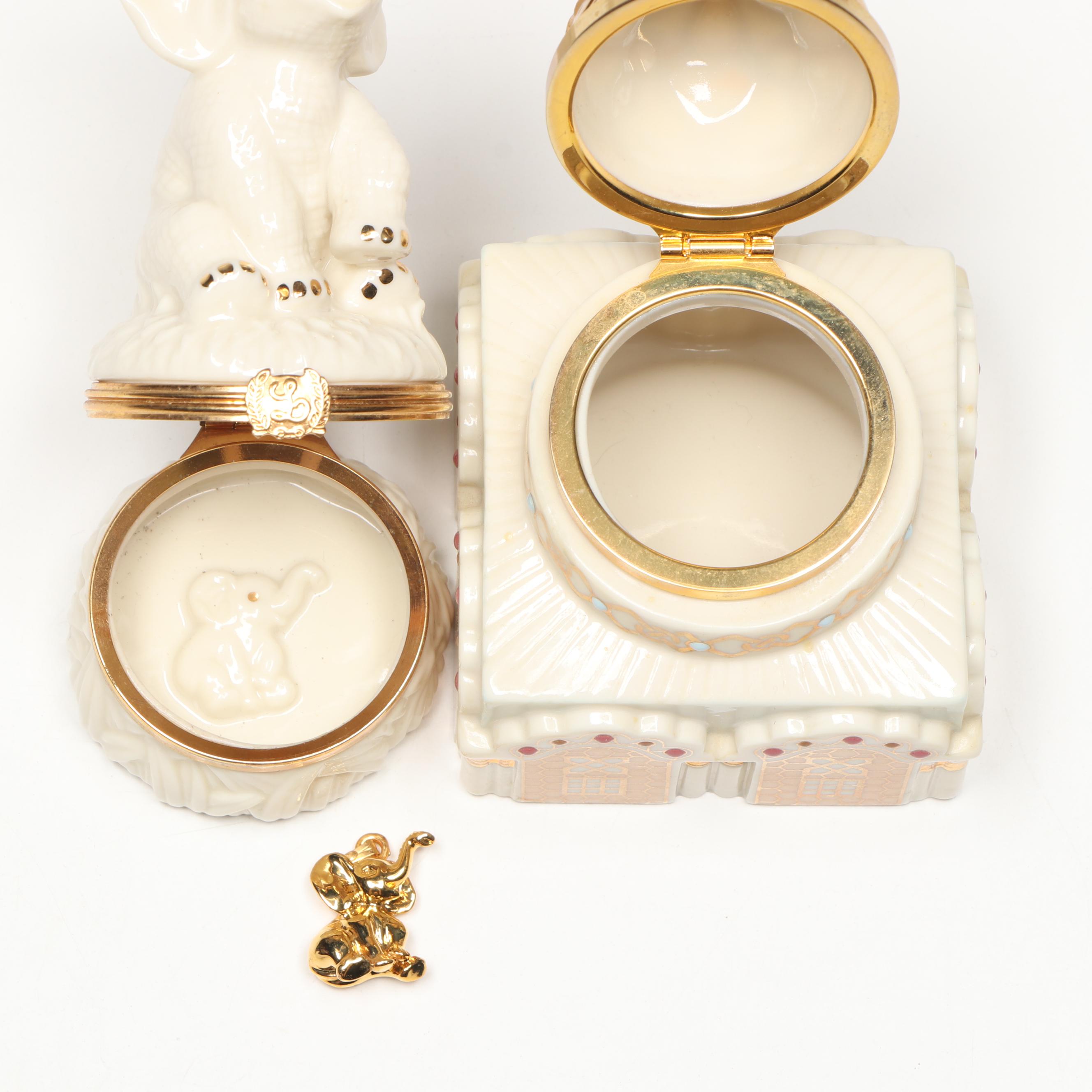 Lenox Porcelain Boxes with Wooden Display Shelves