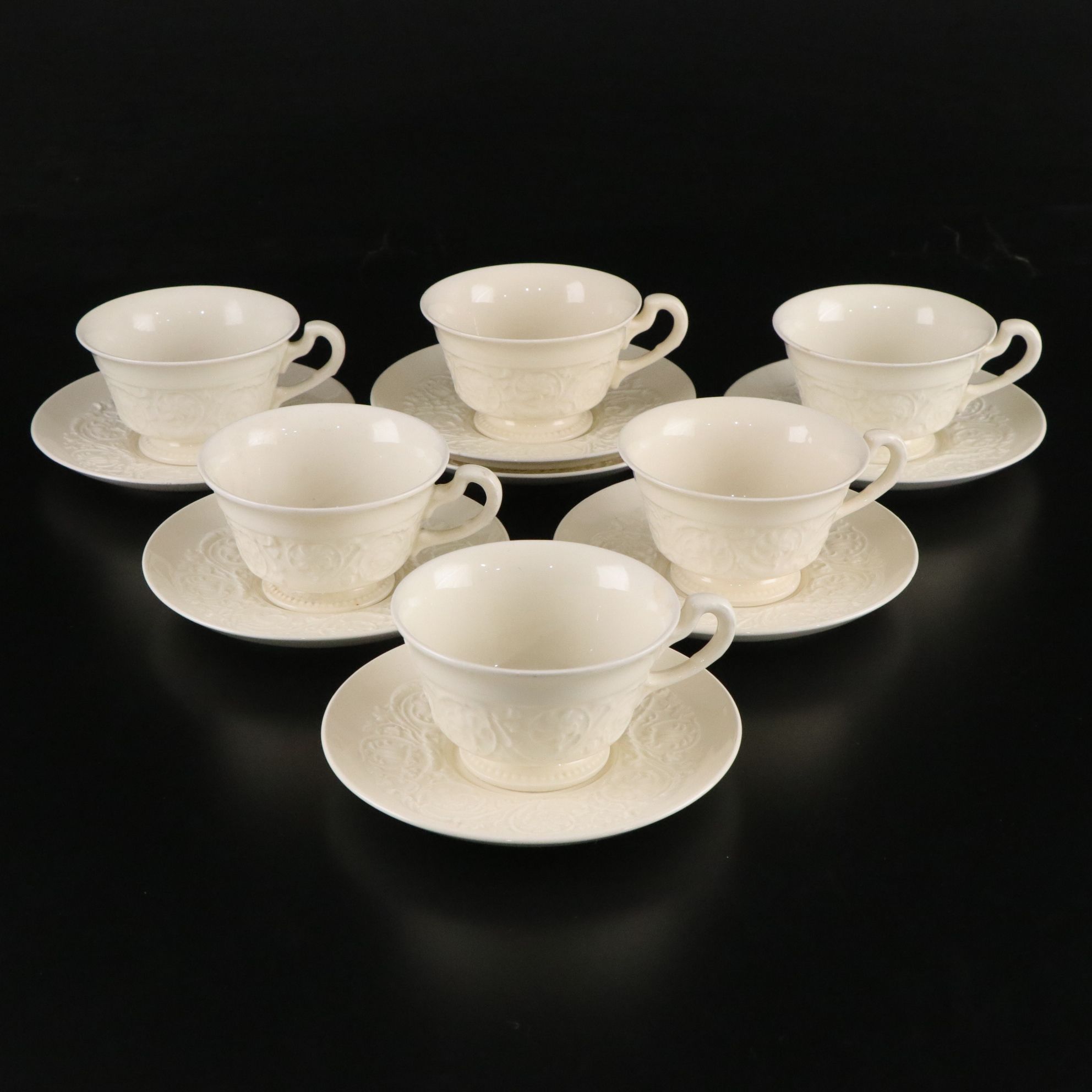 Wedgwood "Patrician" Soup Bowls with Cups and Saucers, Mid-Late 20th C.