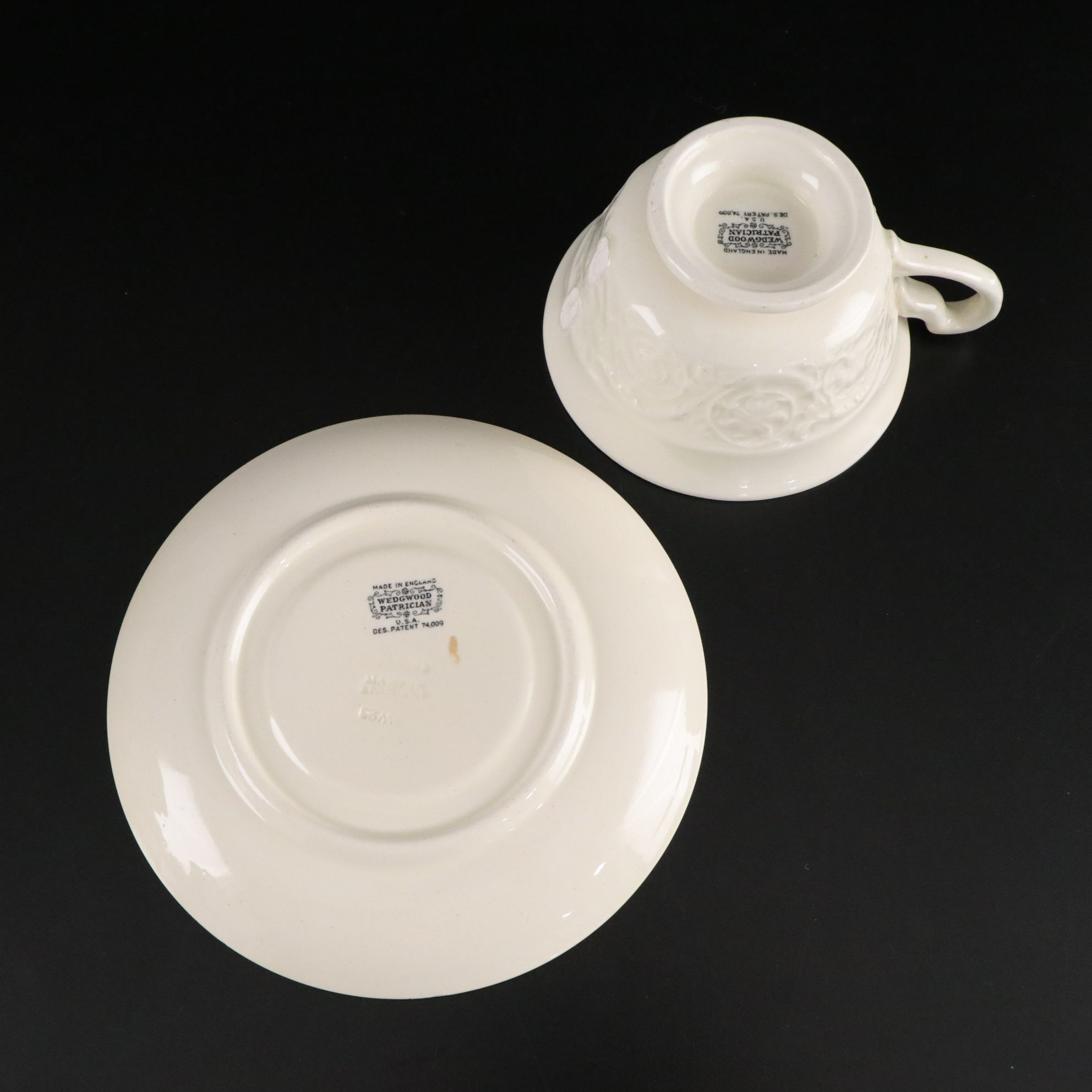 Wedgwood "Patrician" Soup Bowls with Cups and Saucers, Mid-Late 20th C.