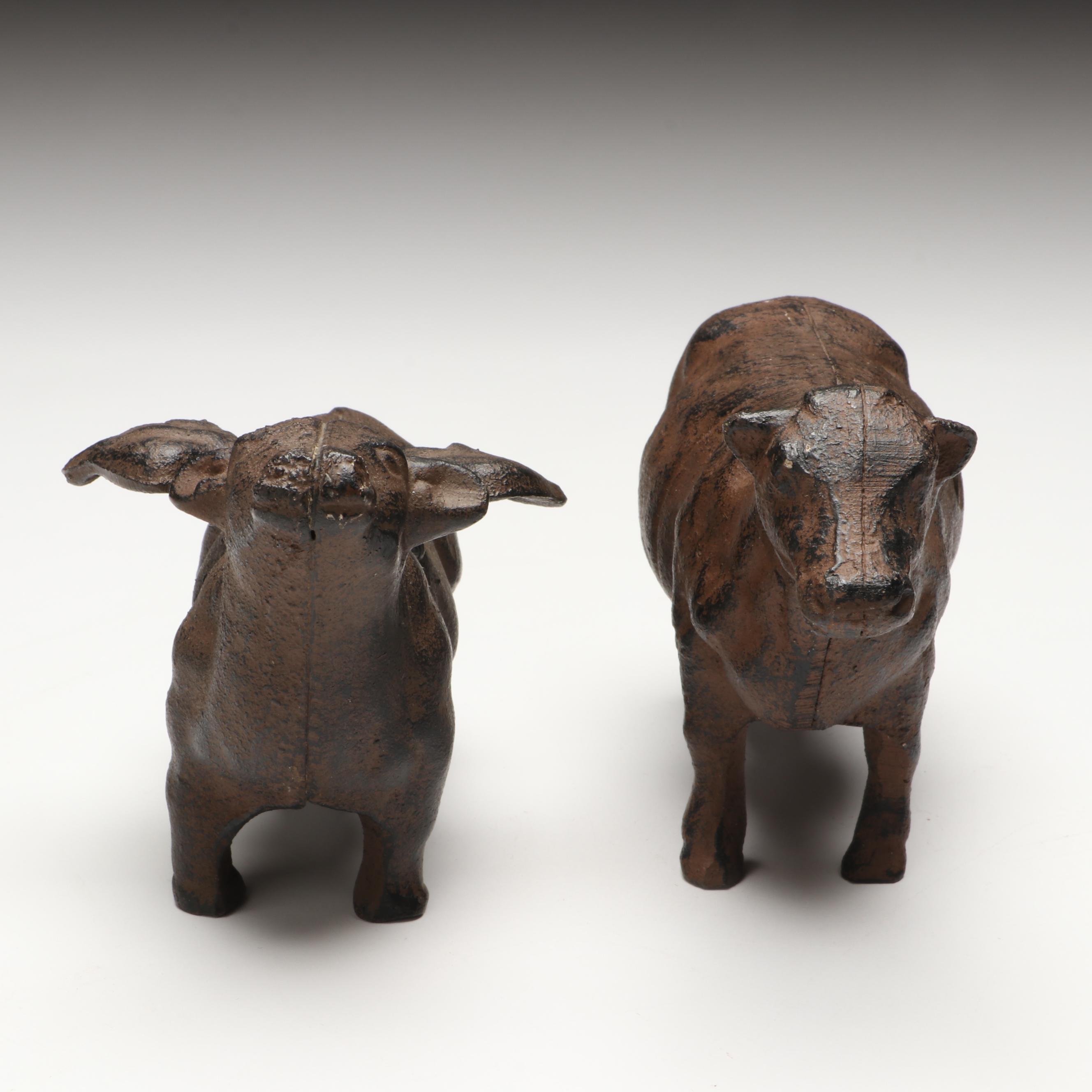 Vintage Cow Cast Iron Figures