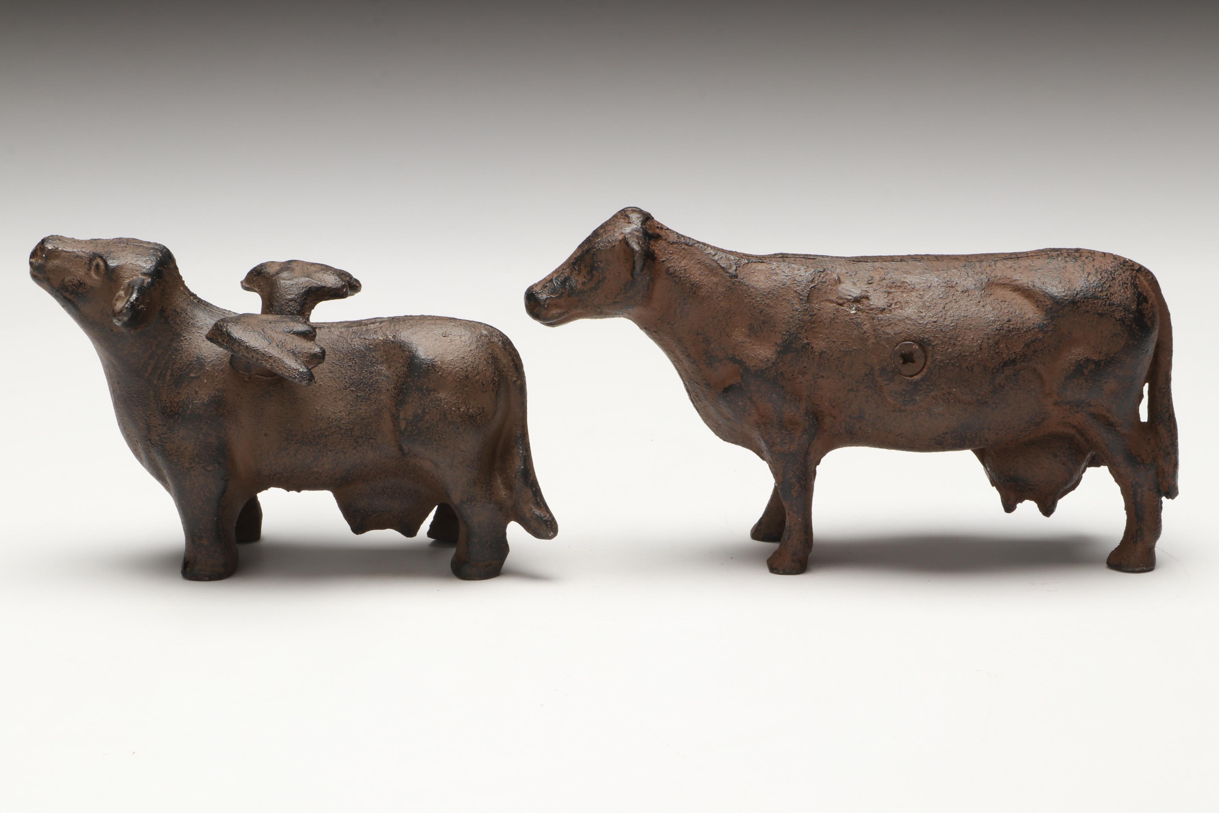 Vintage Cow Cast Iron Figures