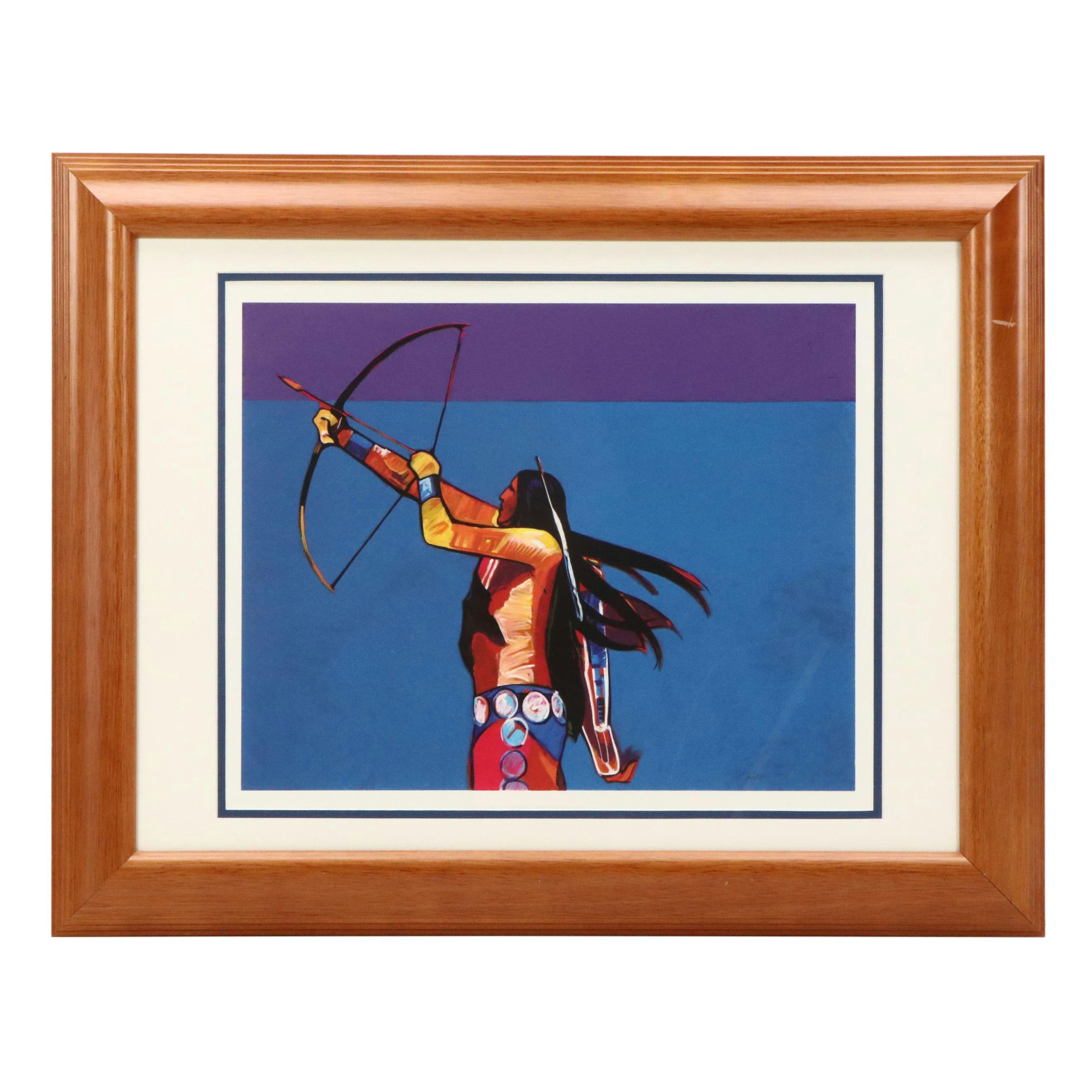 John Nieto Serigraph of Indigenous American Archer, 1996