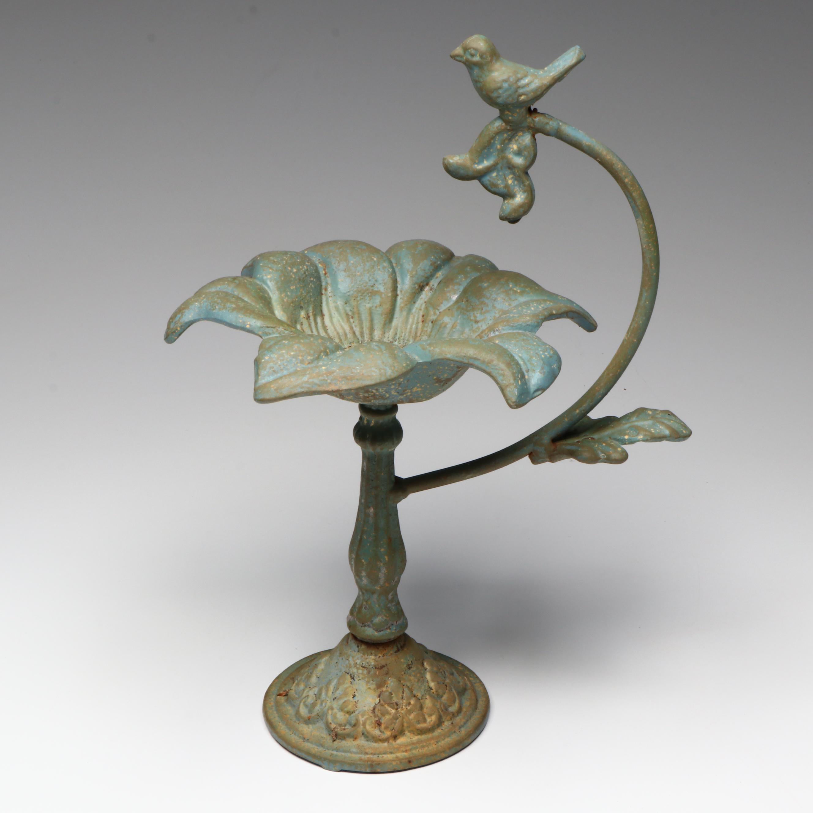 Antique Ornate Floral Wood Corbel with Oxidized Floral Metal Decorative Bowl