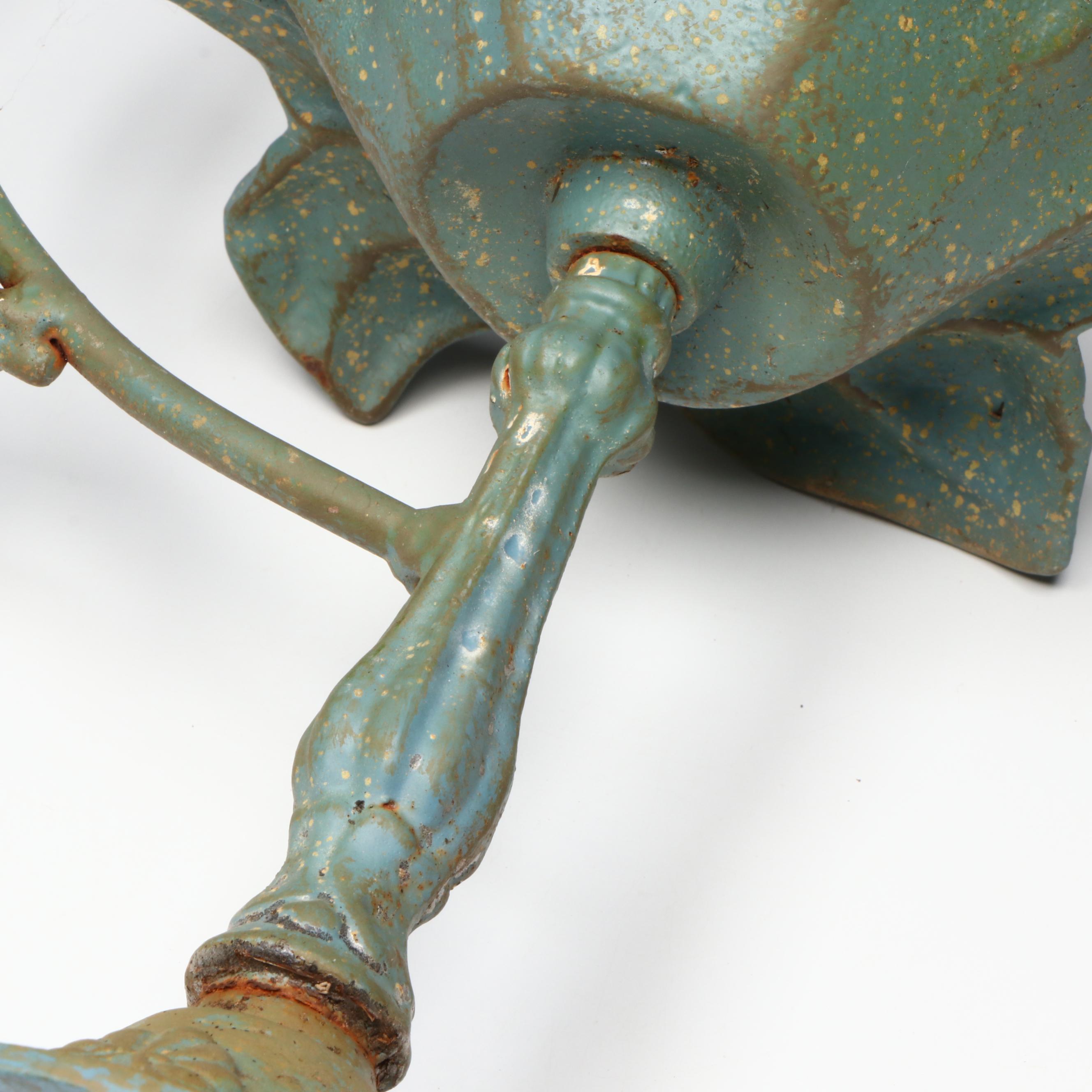 Antique Ornate Floral Wood Corbel with Oxidized Floral Metal Decorative Bowl