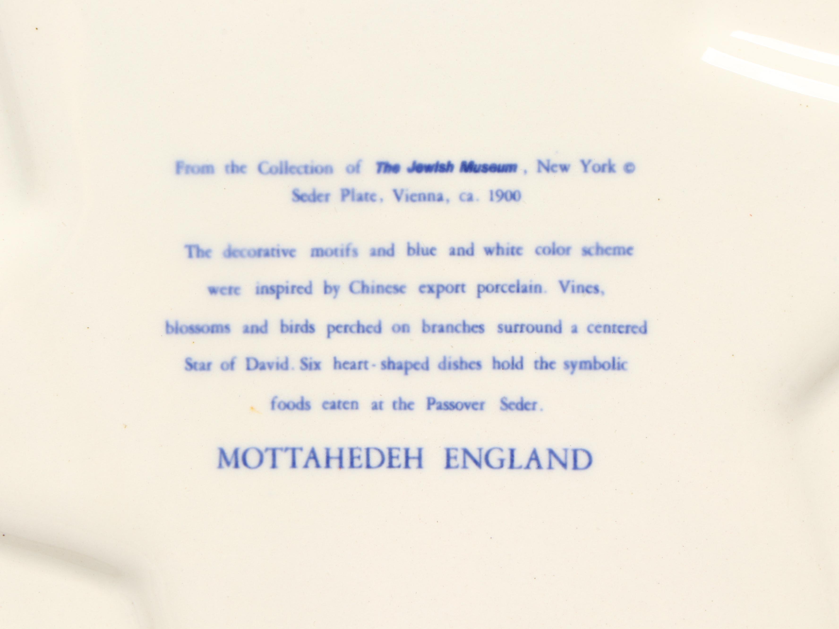 Mottahedeh Seder Plate with Blue Onion Style and Other Tableware
