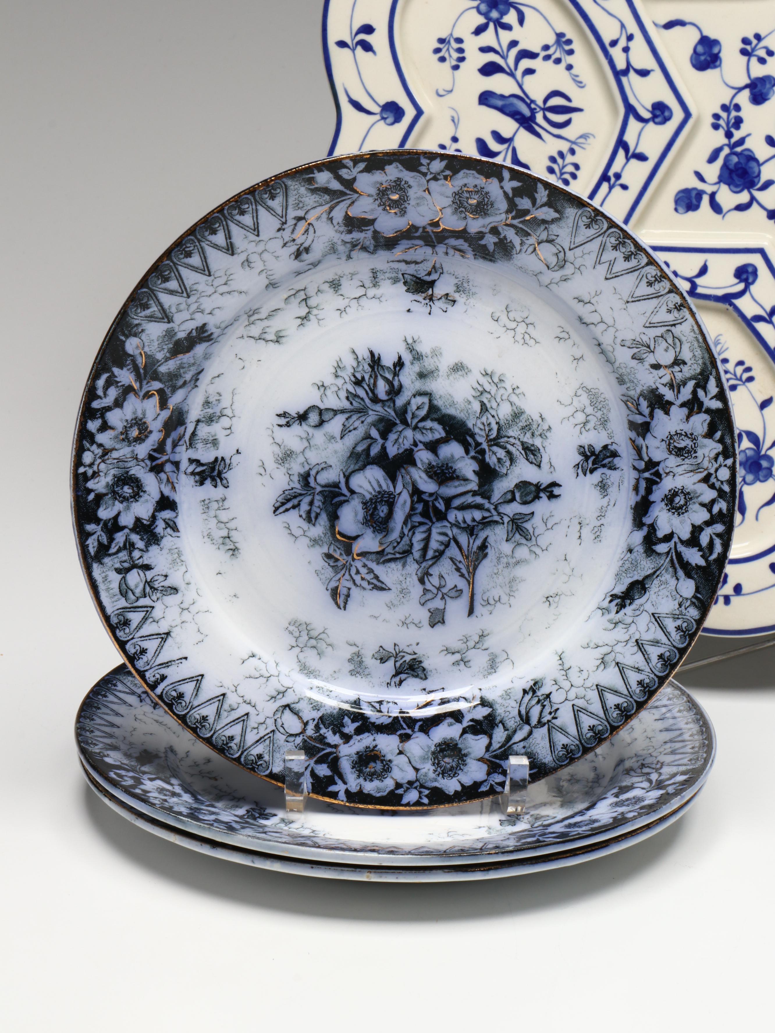 Mottahedeh Seder Plate with Blue Onion Style and Other Tableware