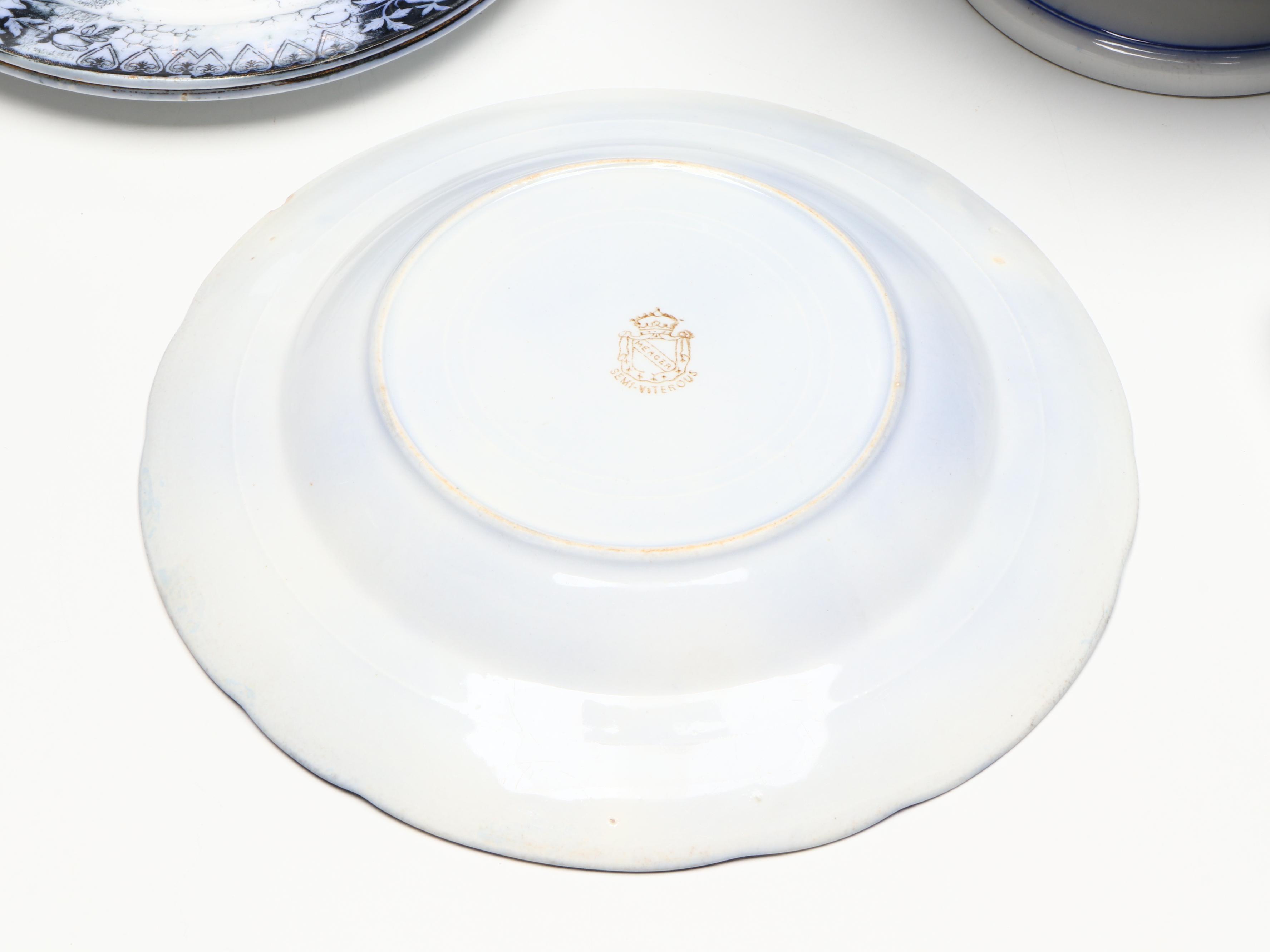 Mottahedeh Seder Plate with Blue Onion Style and Other Tableware