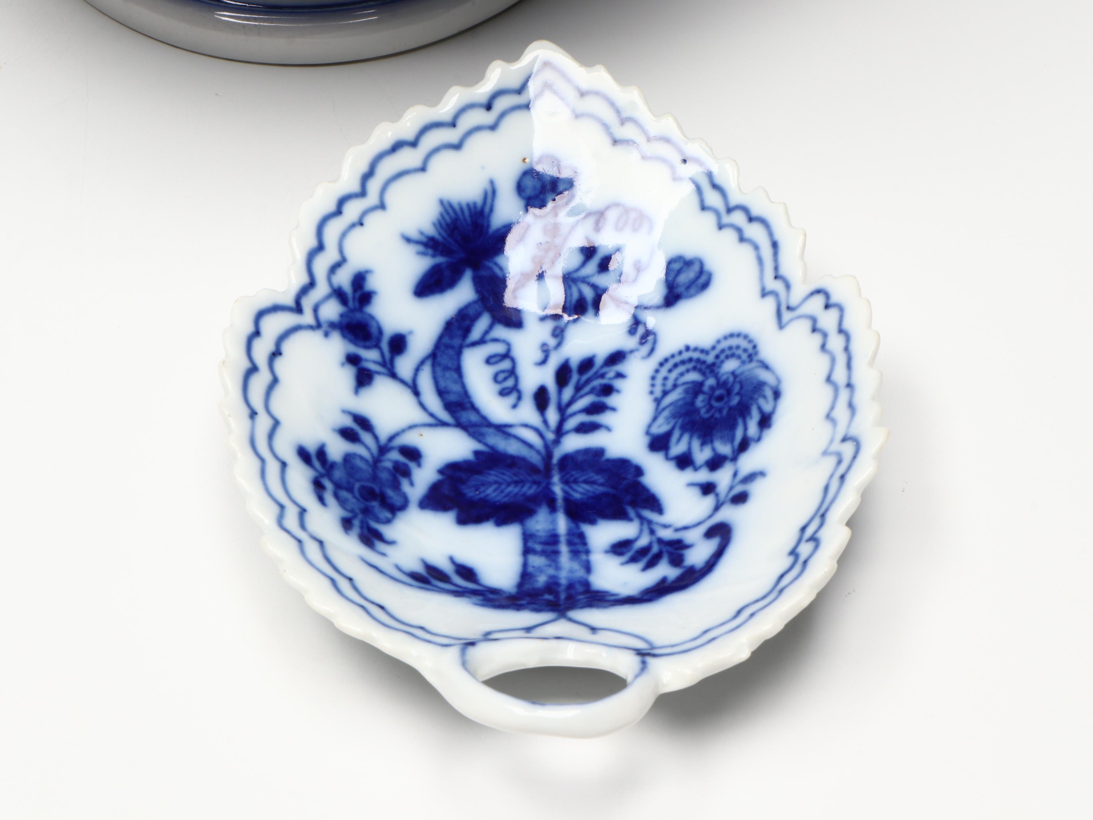 Mottahedeh Seder Plate with Blue Onion Style and Other Tableware