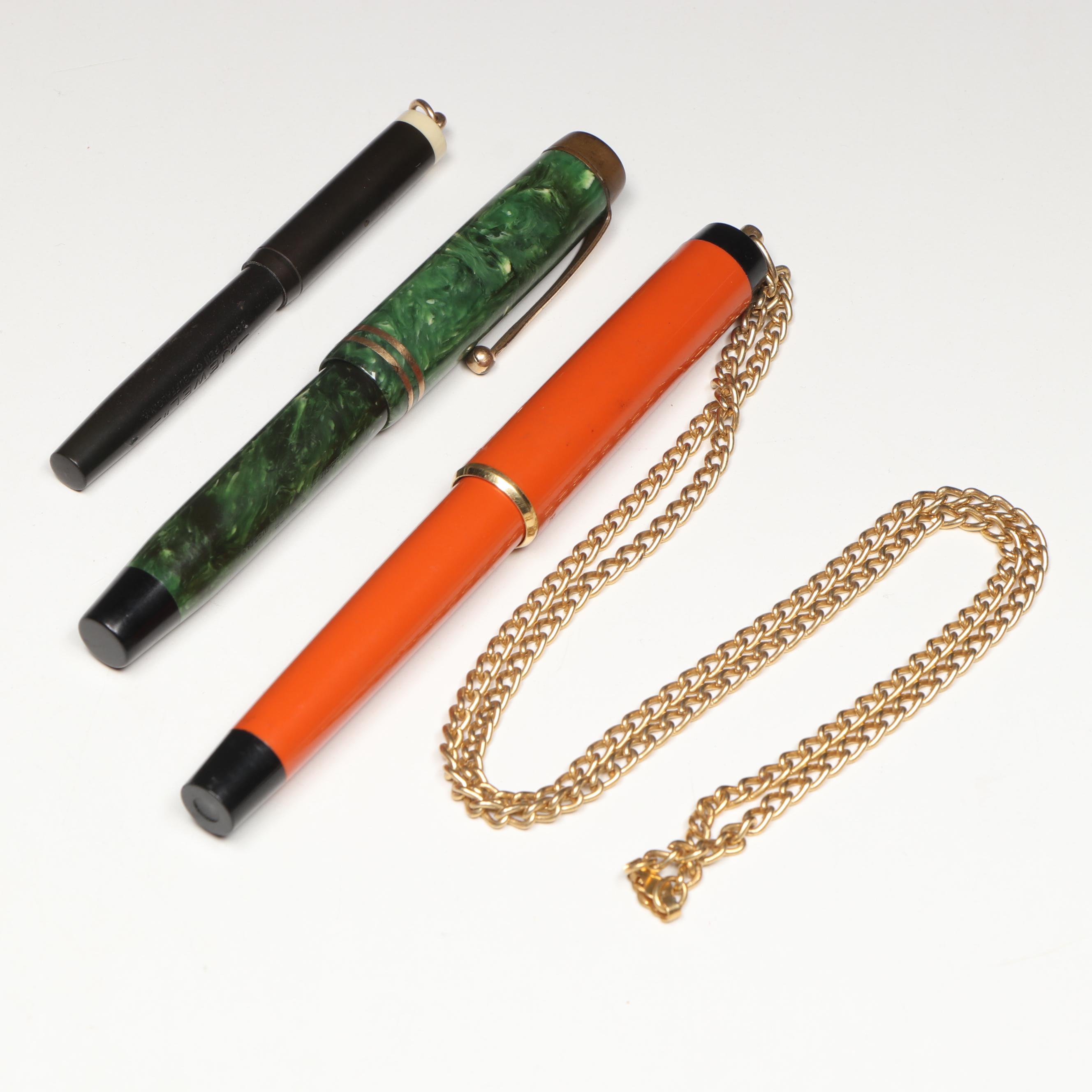 Parker Duofold Fountain Pen with More Dip Pens, Early to Mid-20th Century