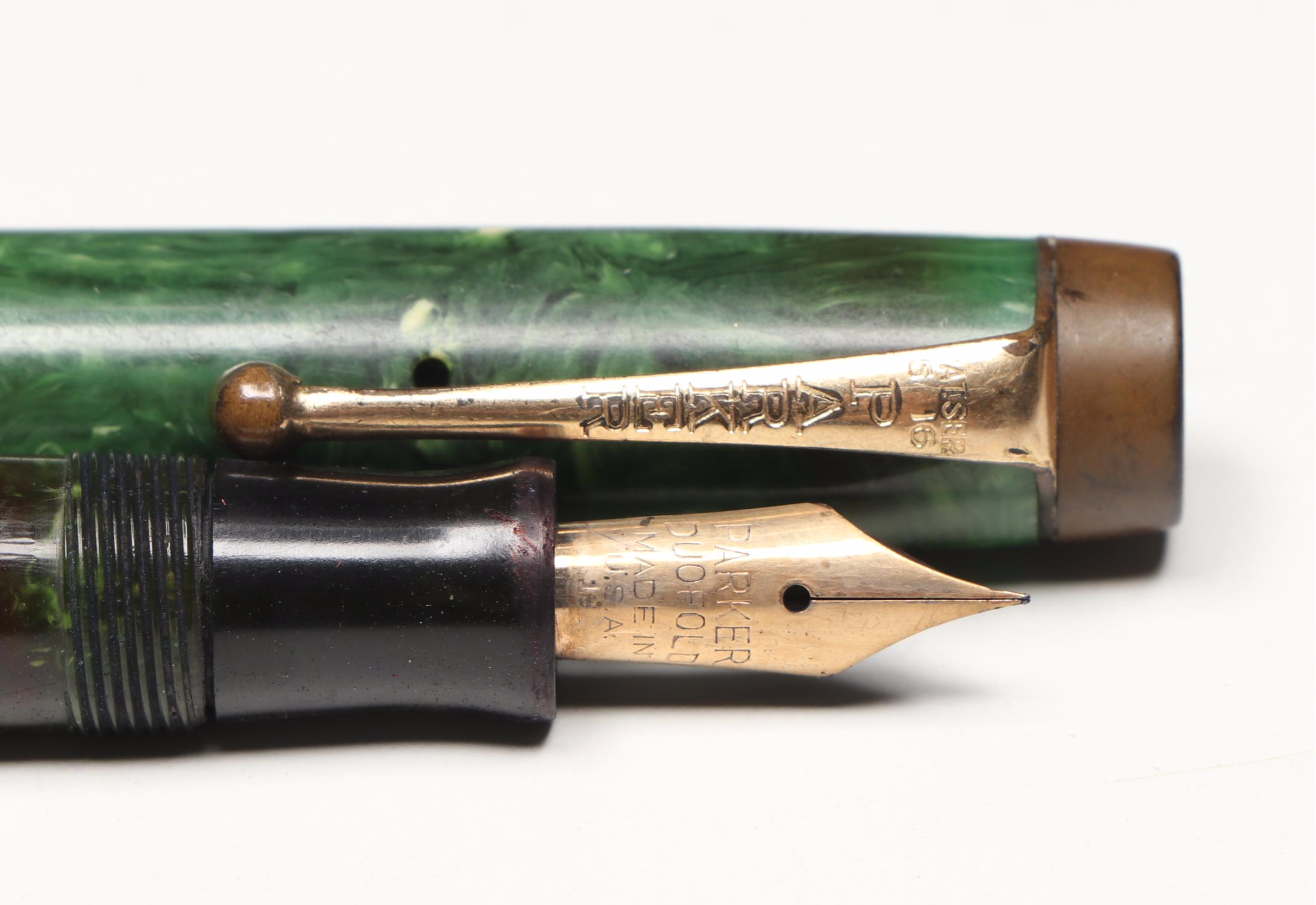 Parker Duofold Fountain Pen with More Dip Pens, Early to Mid-20th Century