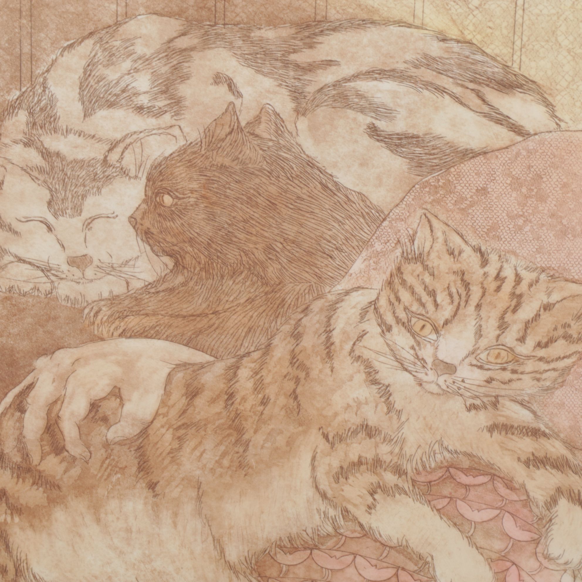 Carol M. Hershey Etching with Aquatint "My Circle of Friends", 1994