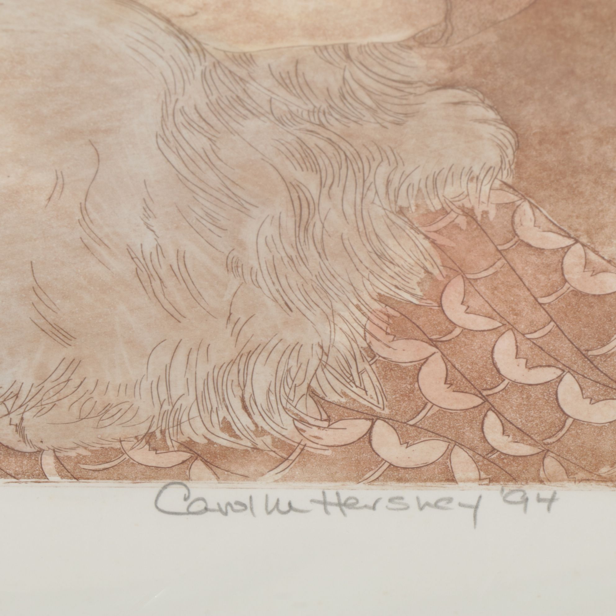 Carol M. Hershey Etching with Aquatint "My Circle of Friends", 1994