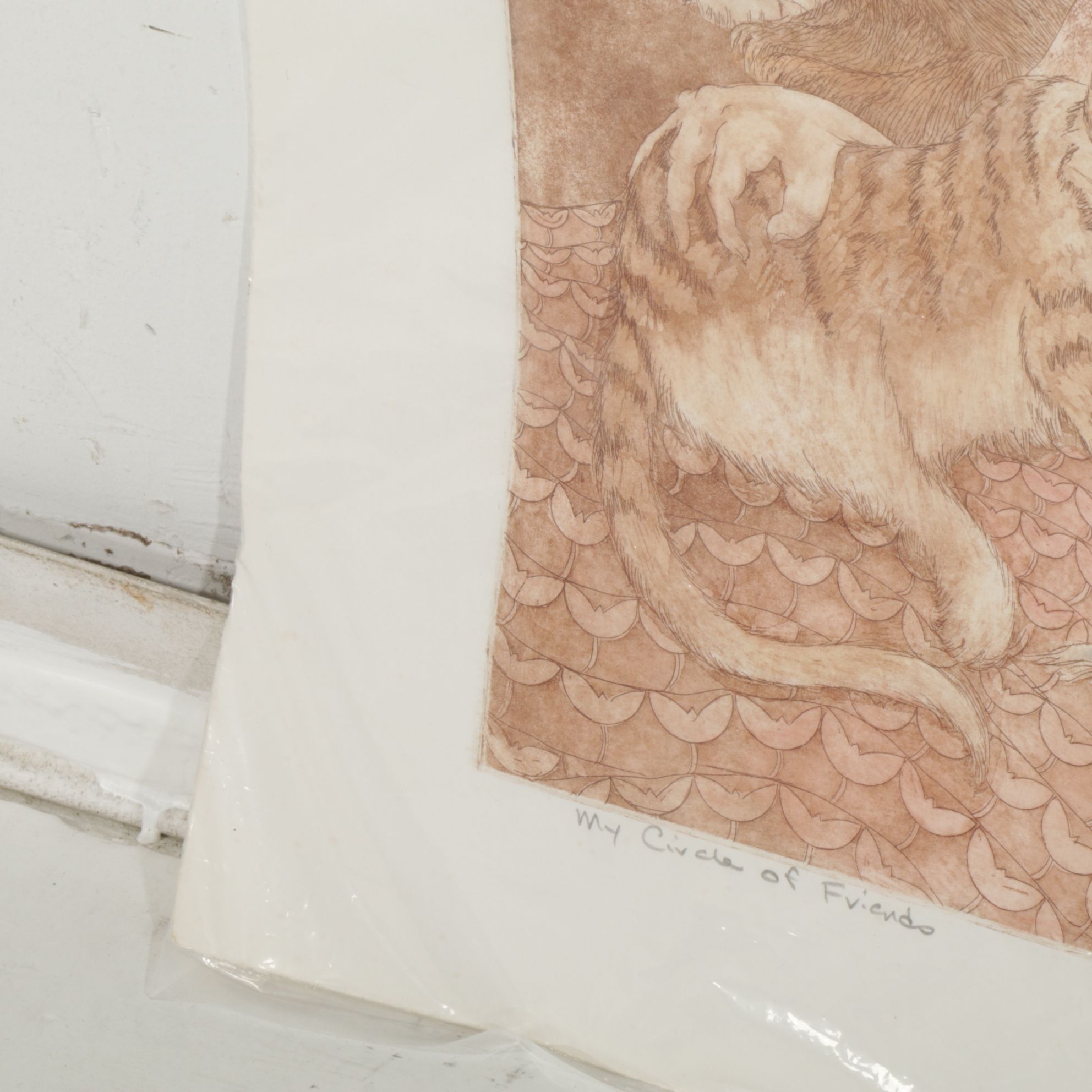 Carol M. Hershey Etching with Aquatint "My Circle of Friends", 1994