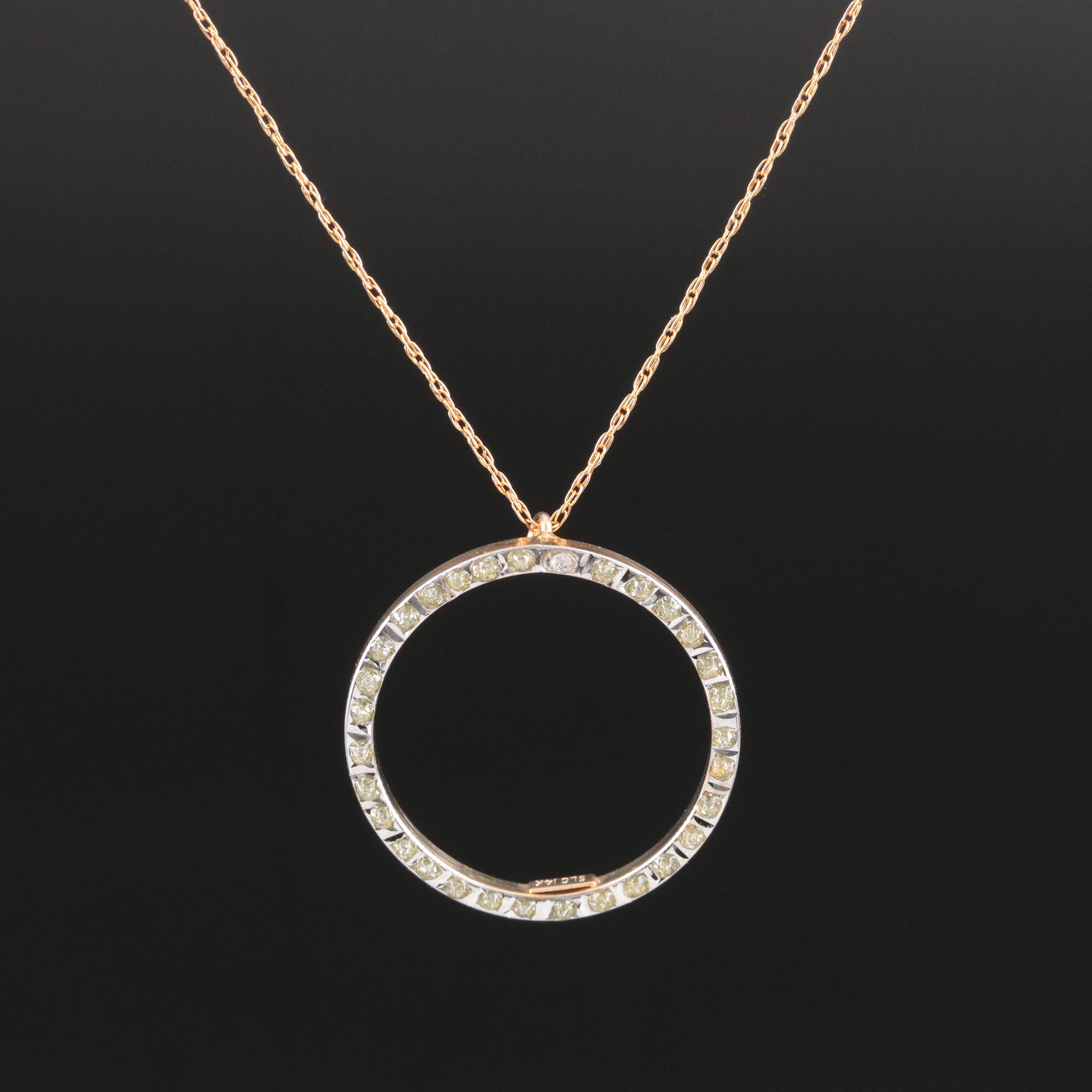 14K Circle Pendant Necklace