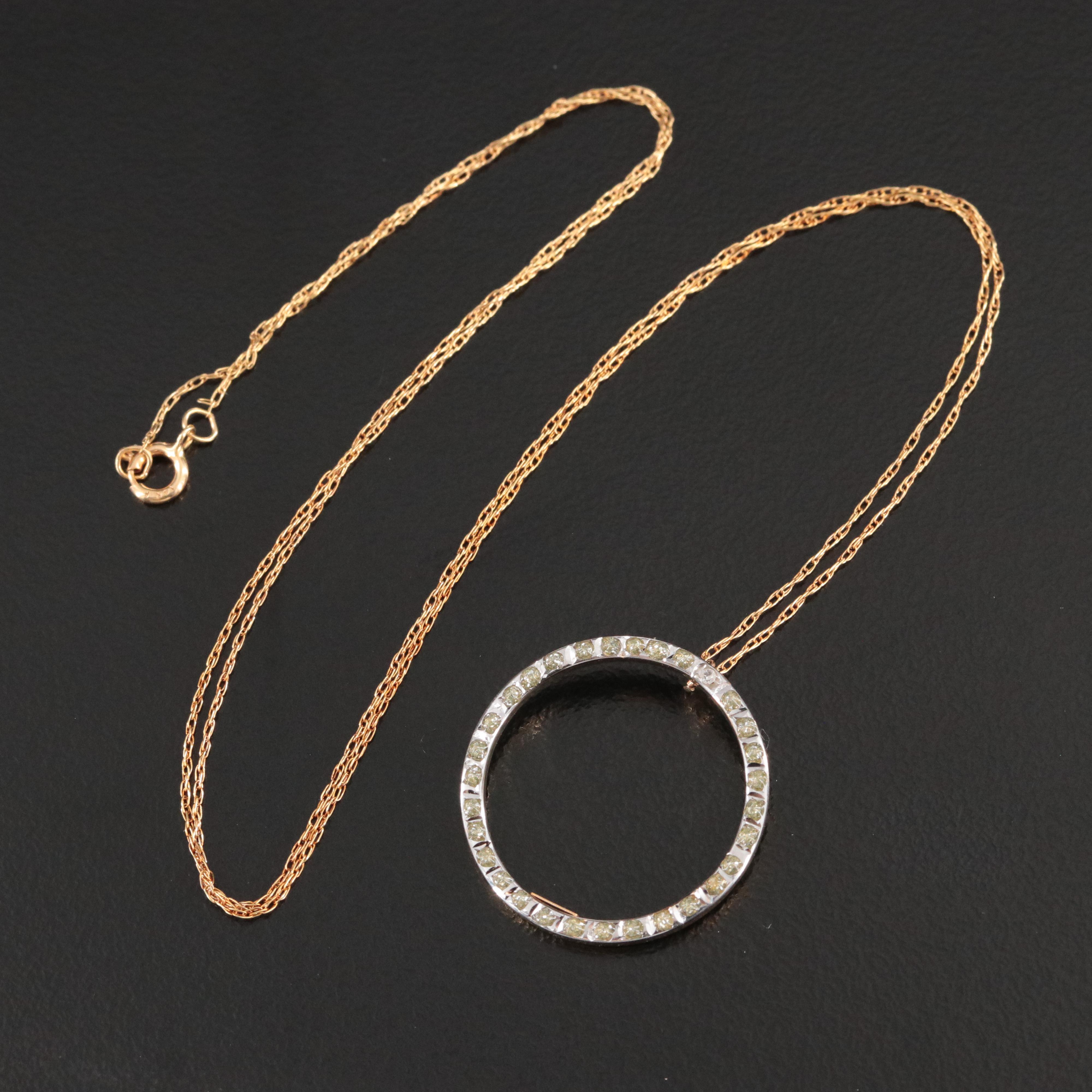 14K Circle Pendant Necklace