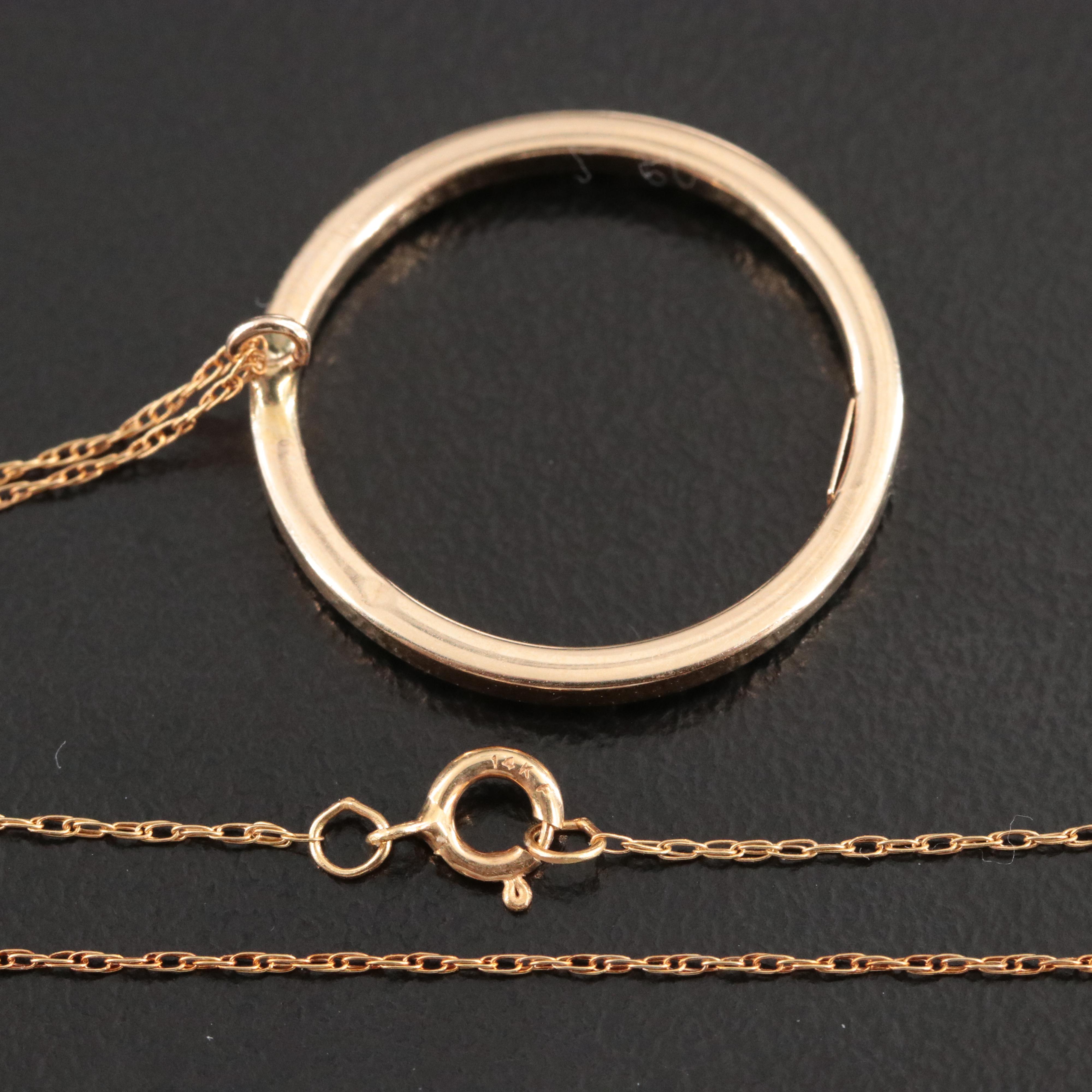 14K Circle Pendant Necklace
