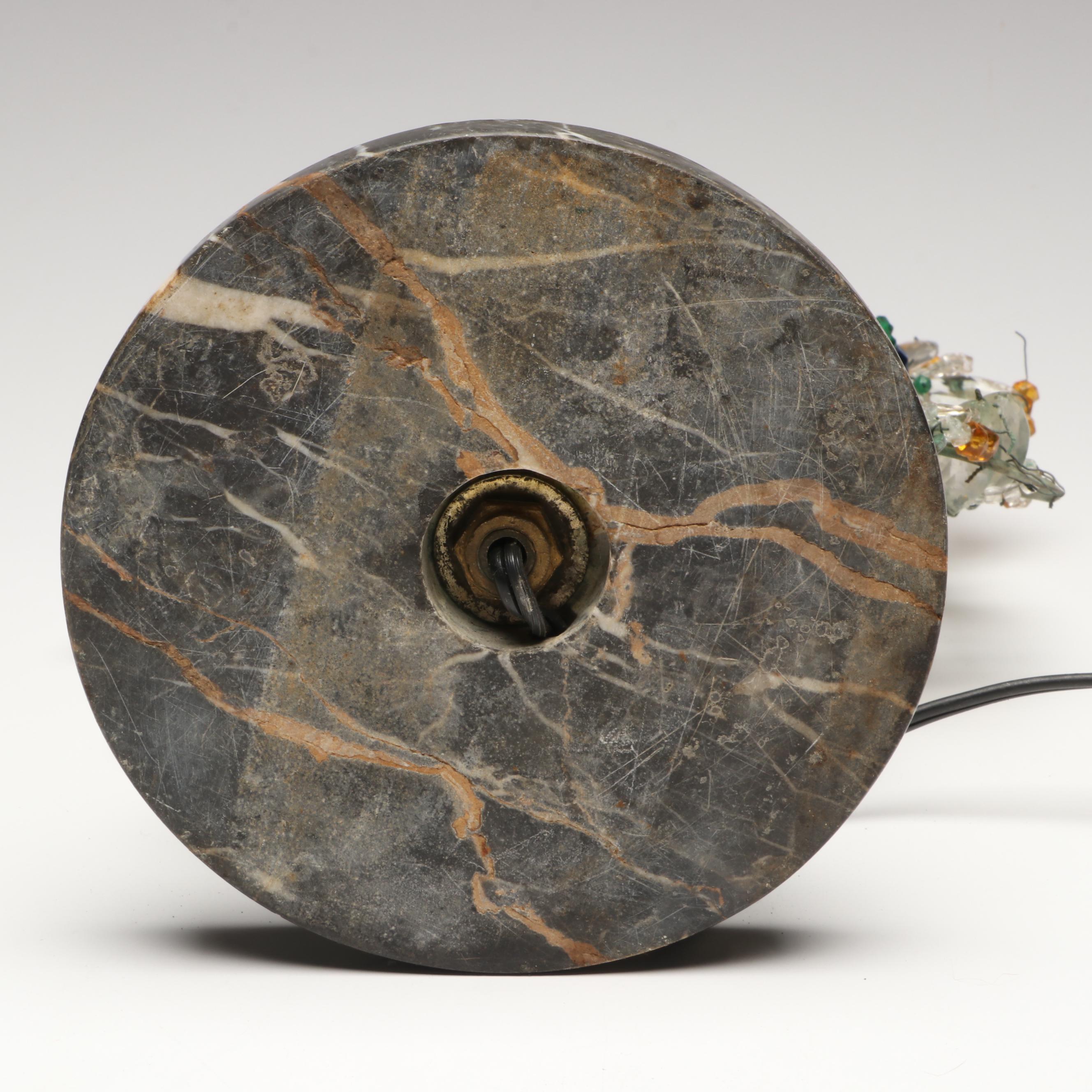 Bohemian Gilt Bronze and Beaded Glass Peacock Lamp, Early to Mid-20th Century