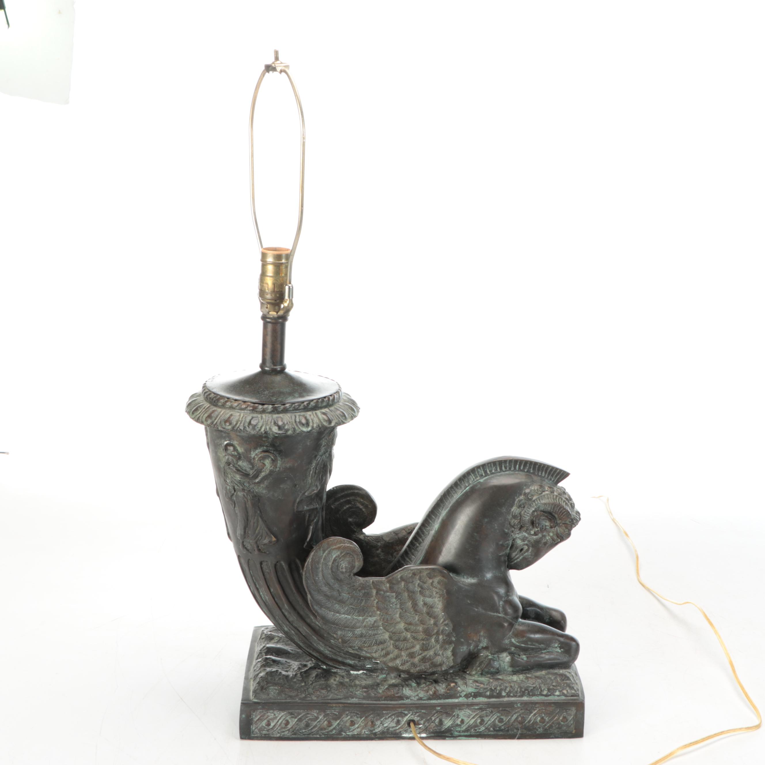 Maitland-Smith Bronzed Metal Hippocampus Table Lamp