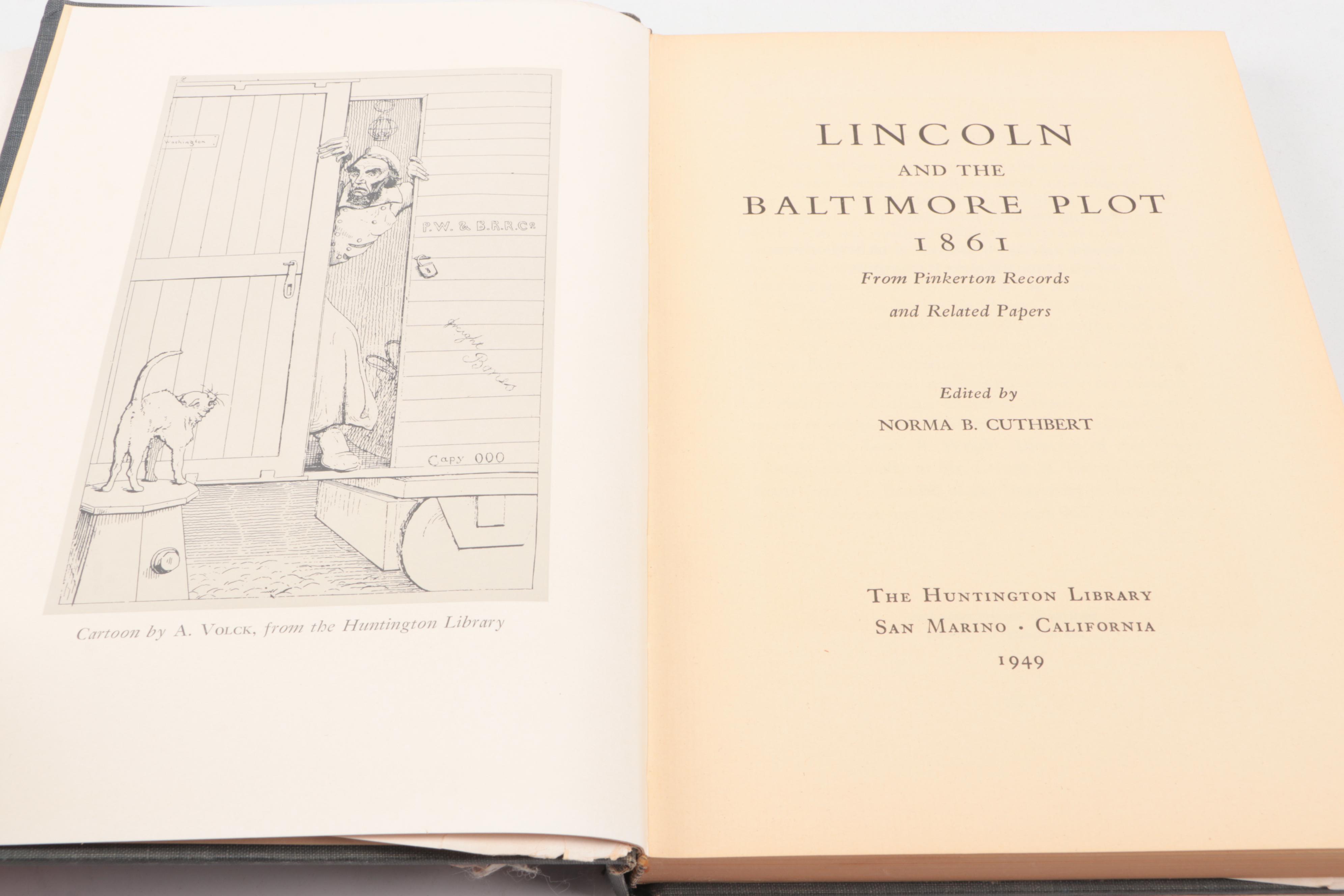 First Edition "Lincoln and the Baltimore Plot, 1861" and More Lincoln Books