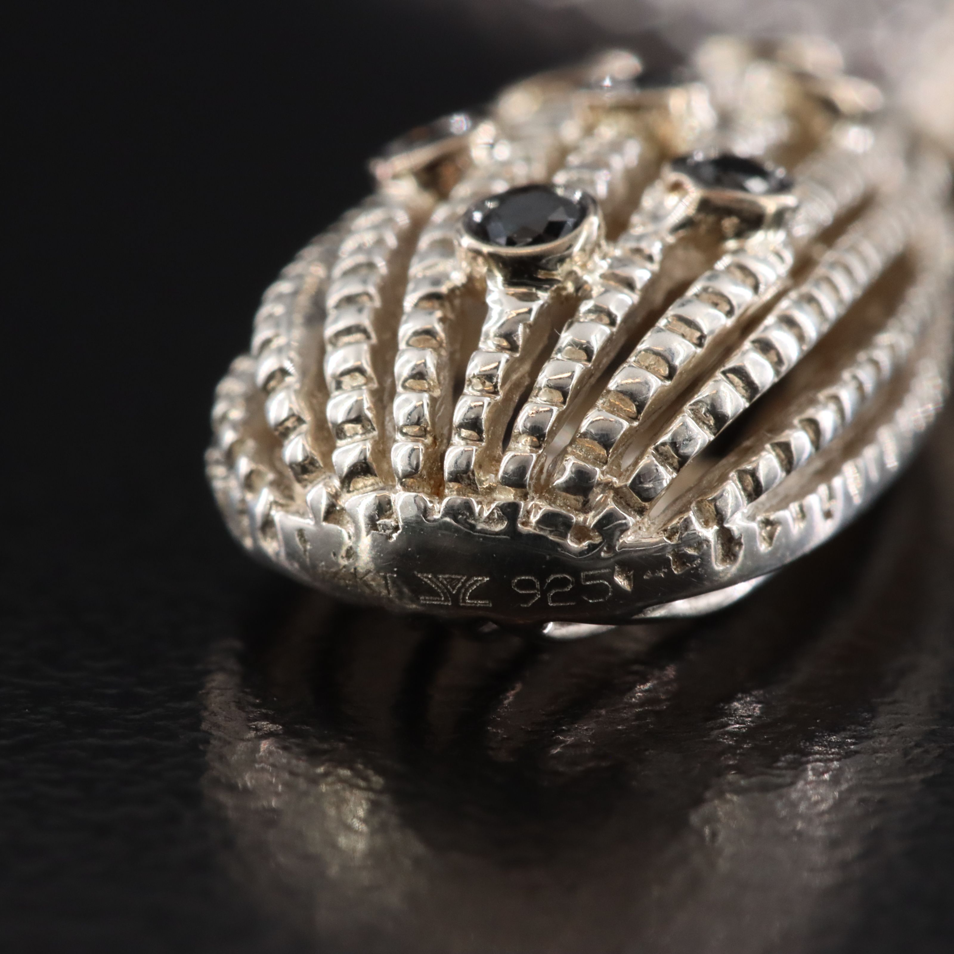 Le Vian Sterling Fancy Black Diamond Drop Necklace with 14K Settings