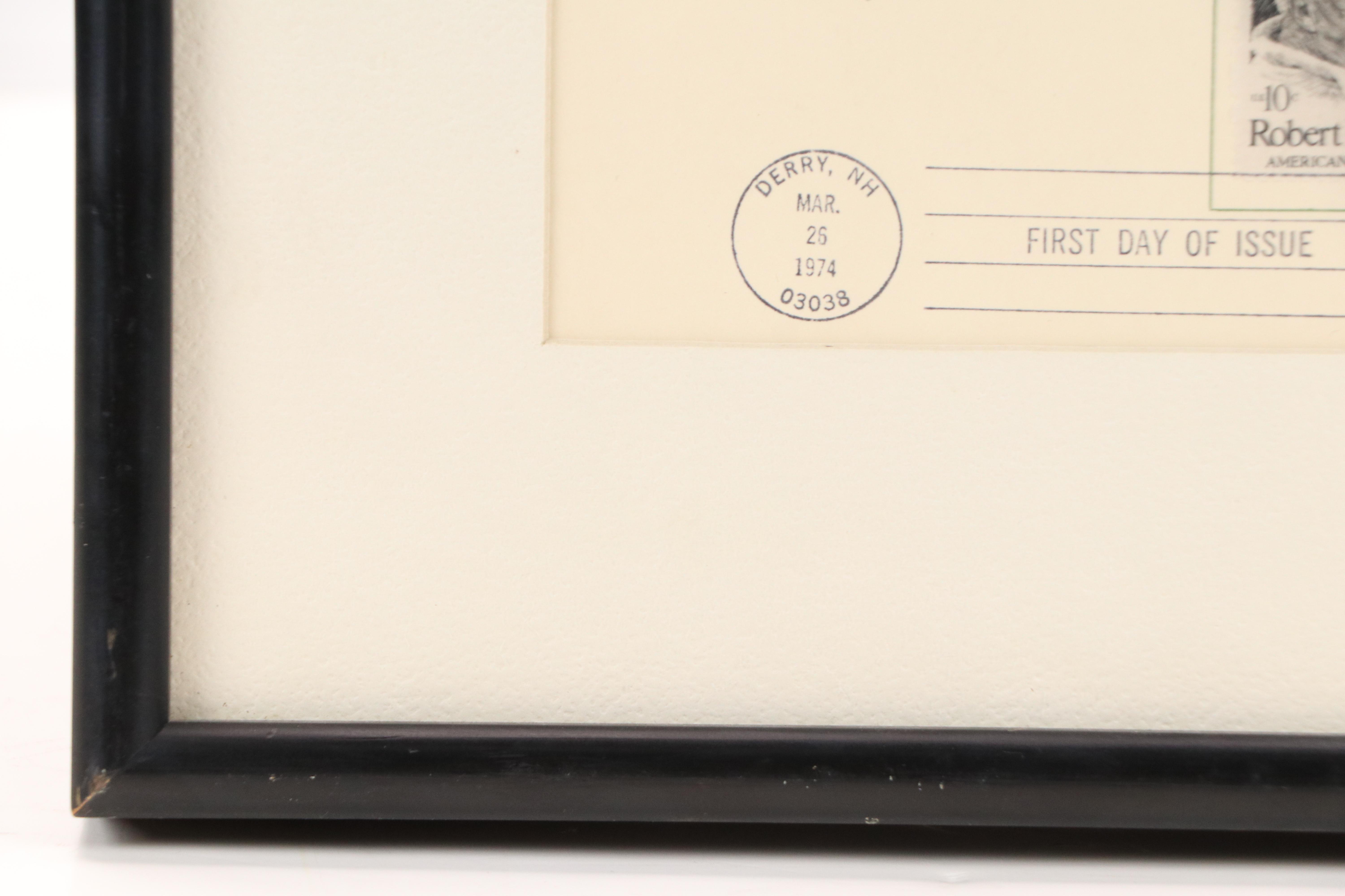 Lithograph Portrait of Robert Frost After Fred Labitzke with Stamp, 1974