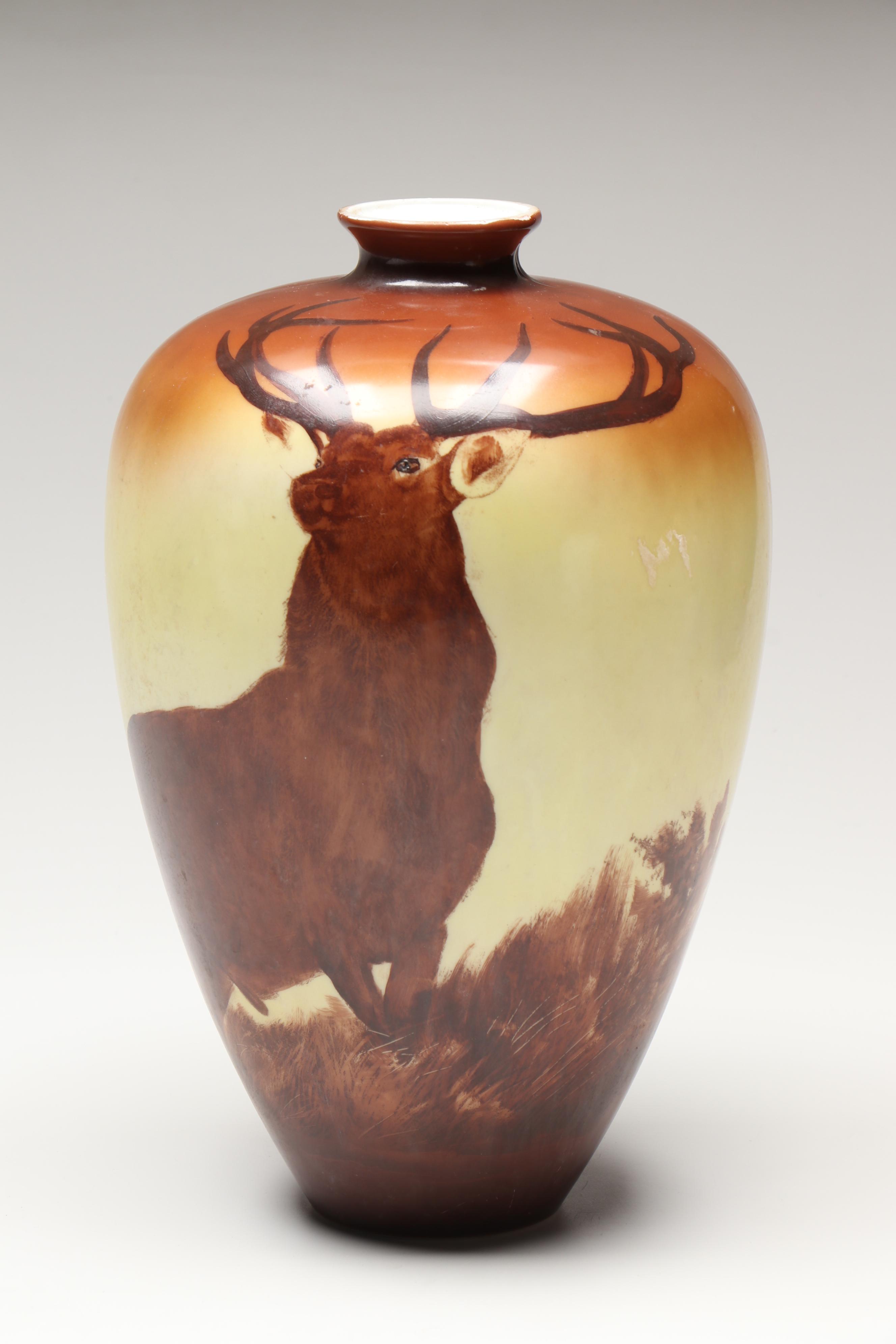 Rosenthal with Portuguese and Other Hand-Painted Elk and Scenic Vases