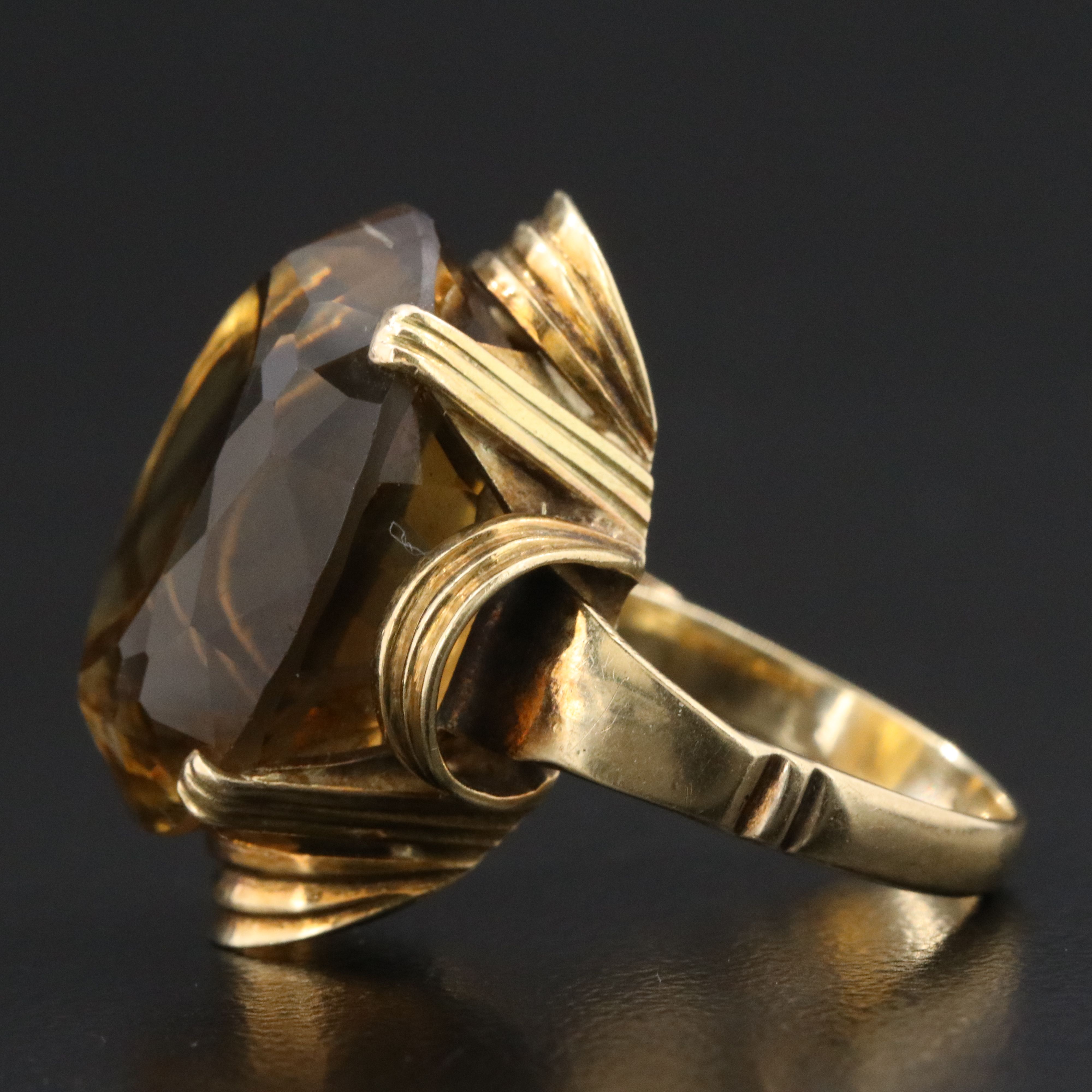 14K 18.86 CT Smoky Quartz Ring