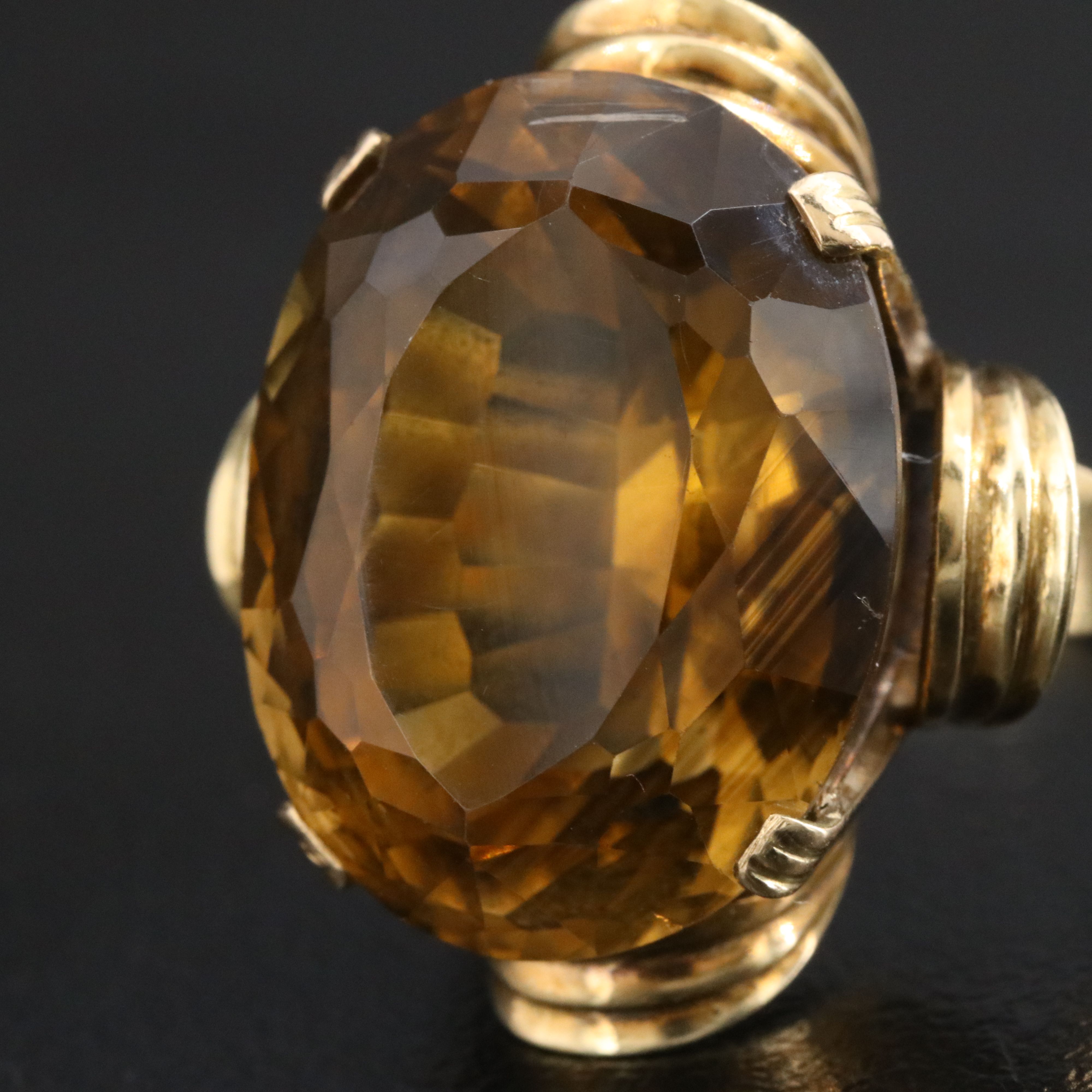 14K 18.86 CT Smoky Quartz Ring