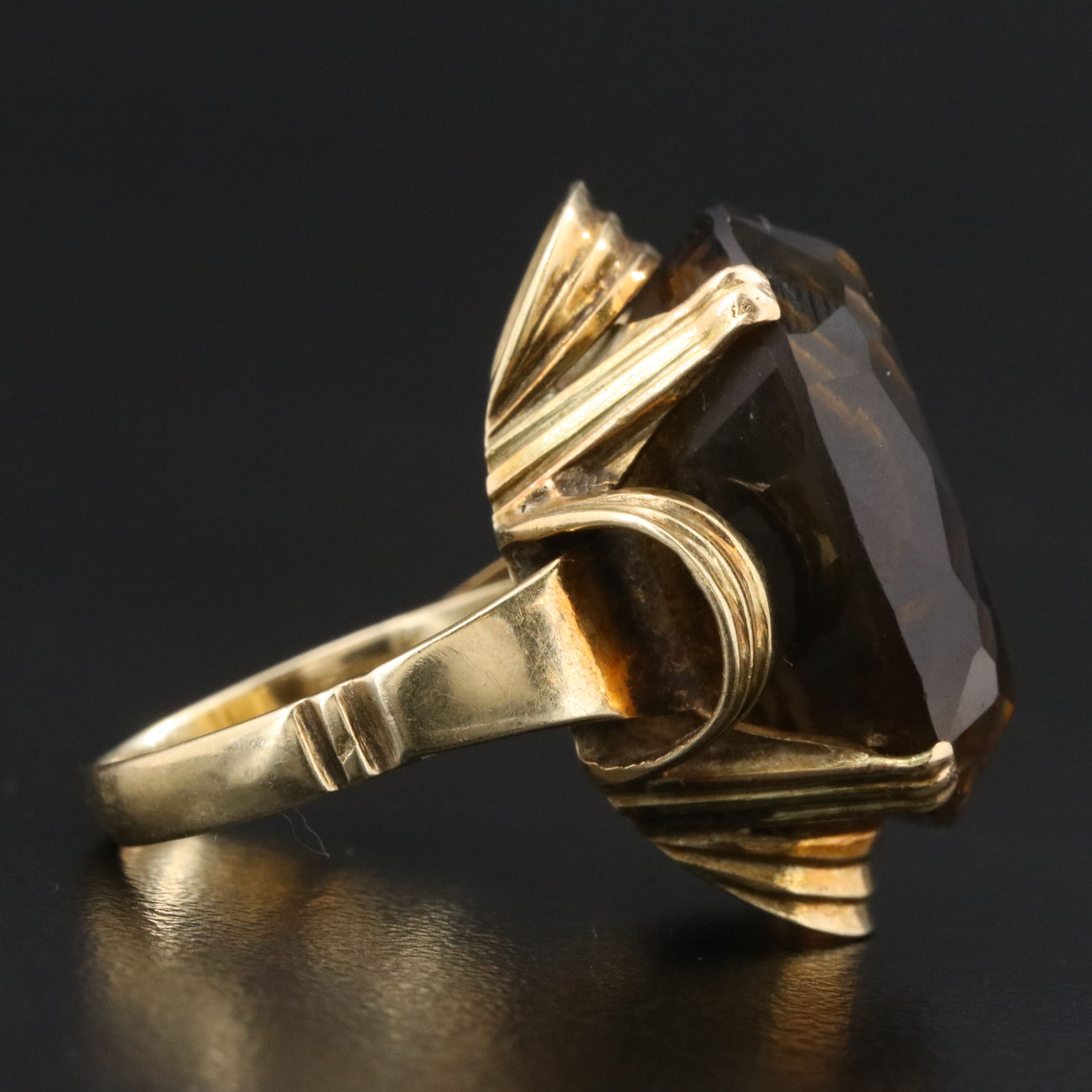 14K 18.86 CT Smoky Quartz Ring