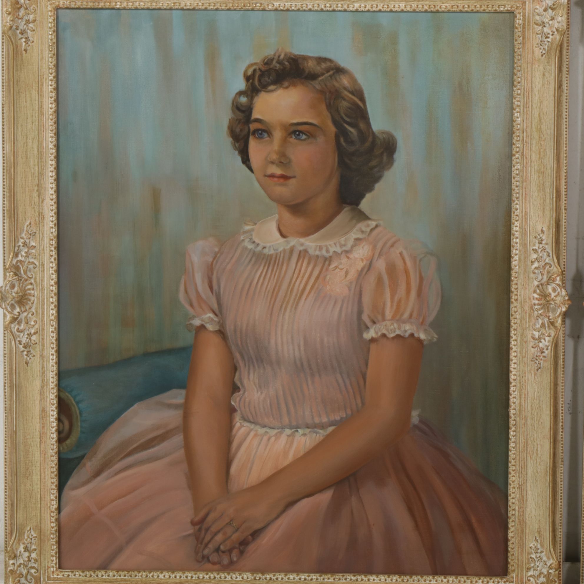 R. P. Duvat Pair of Portrait Oil Paintings of Young Man and Woman, 1960