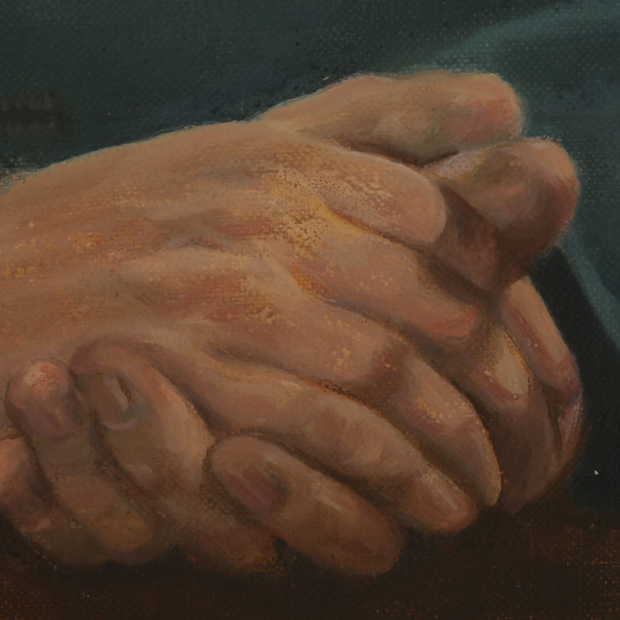 R. P. Duvat Pair of Portrait Oil Paintings of Young Man and Woman, 1960