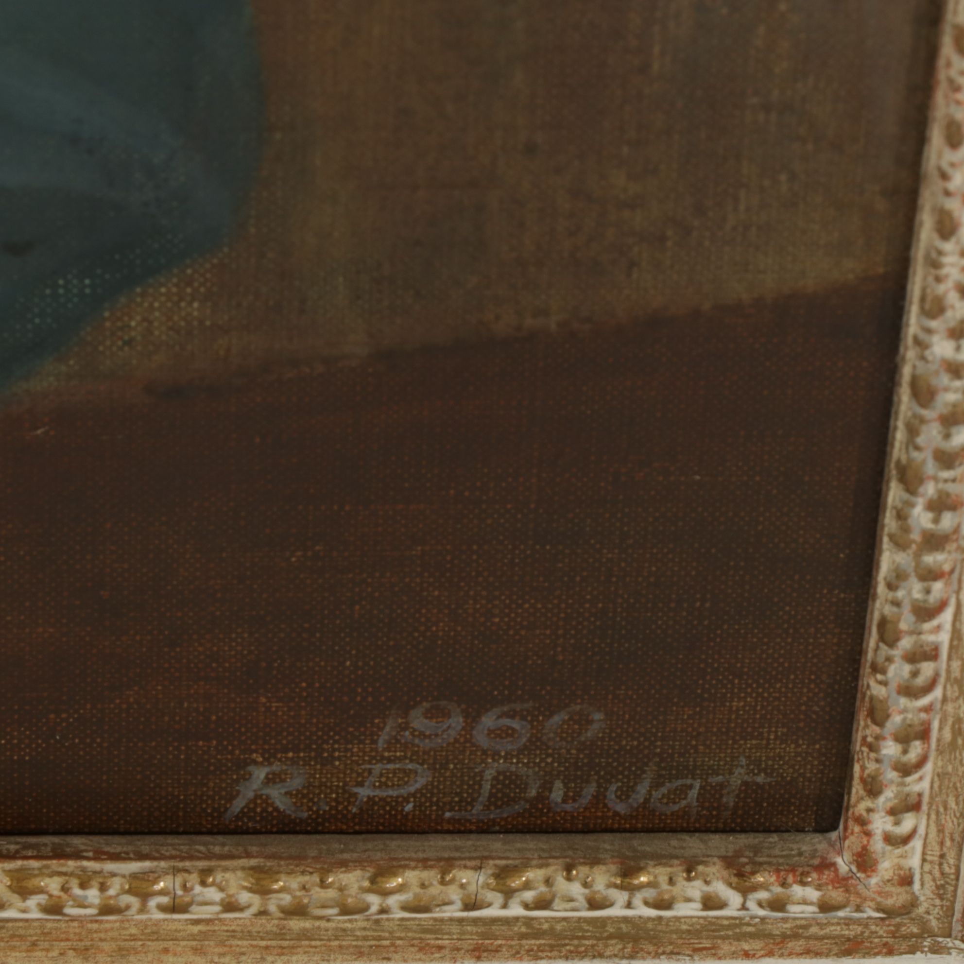 R. P. Duvat Pair of Portrait Oil Paintings of Young Man and Woman, 1960