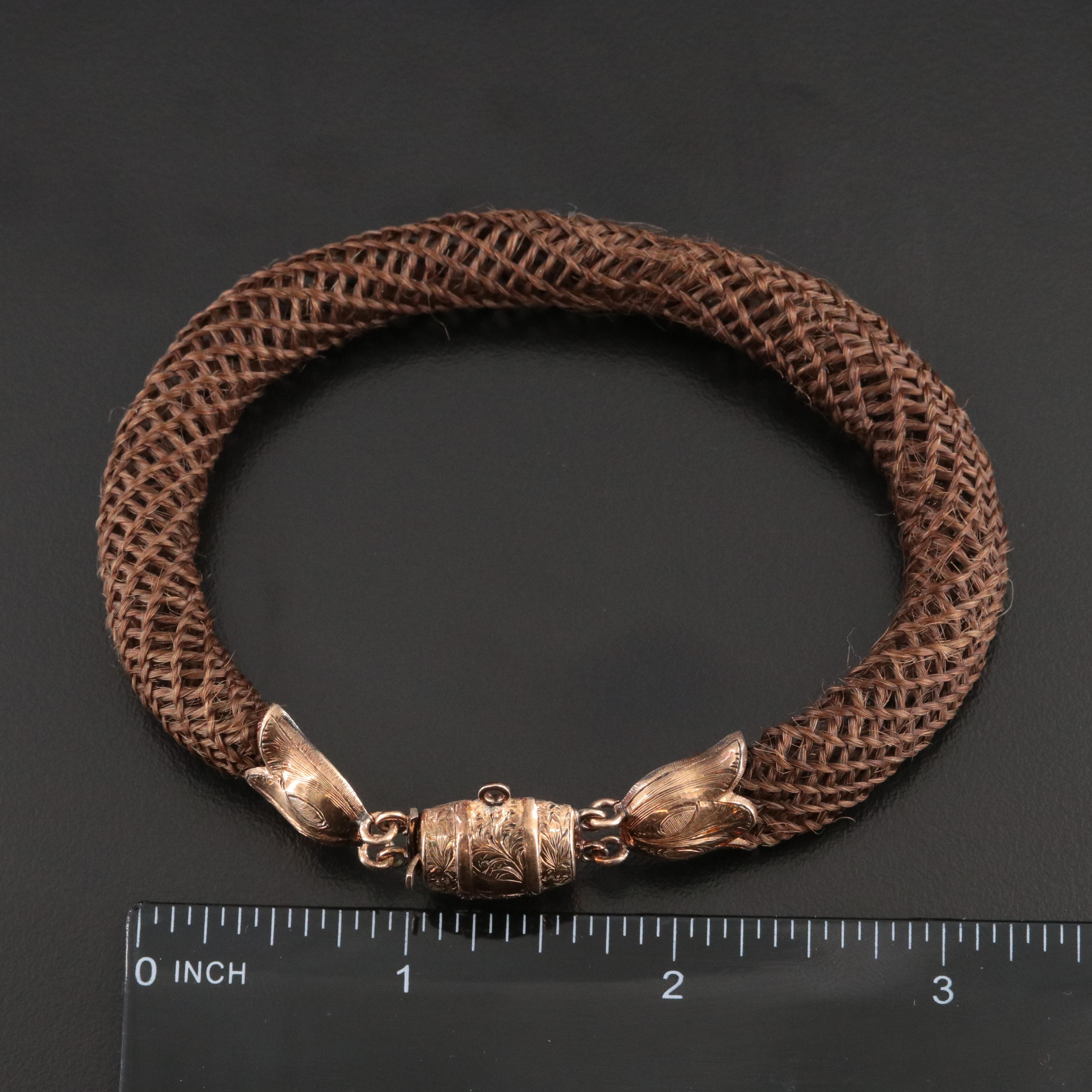 Victorian 10K and Woven Hair Bracelet