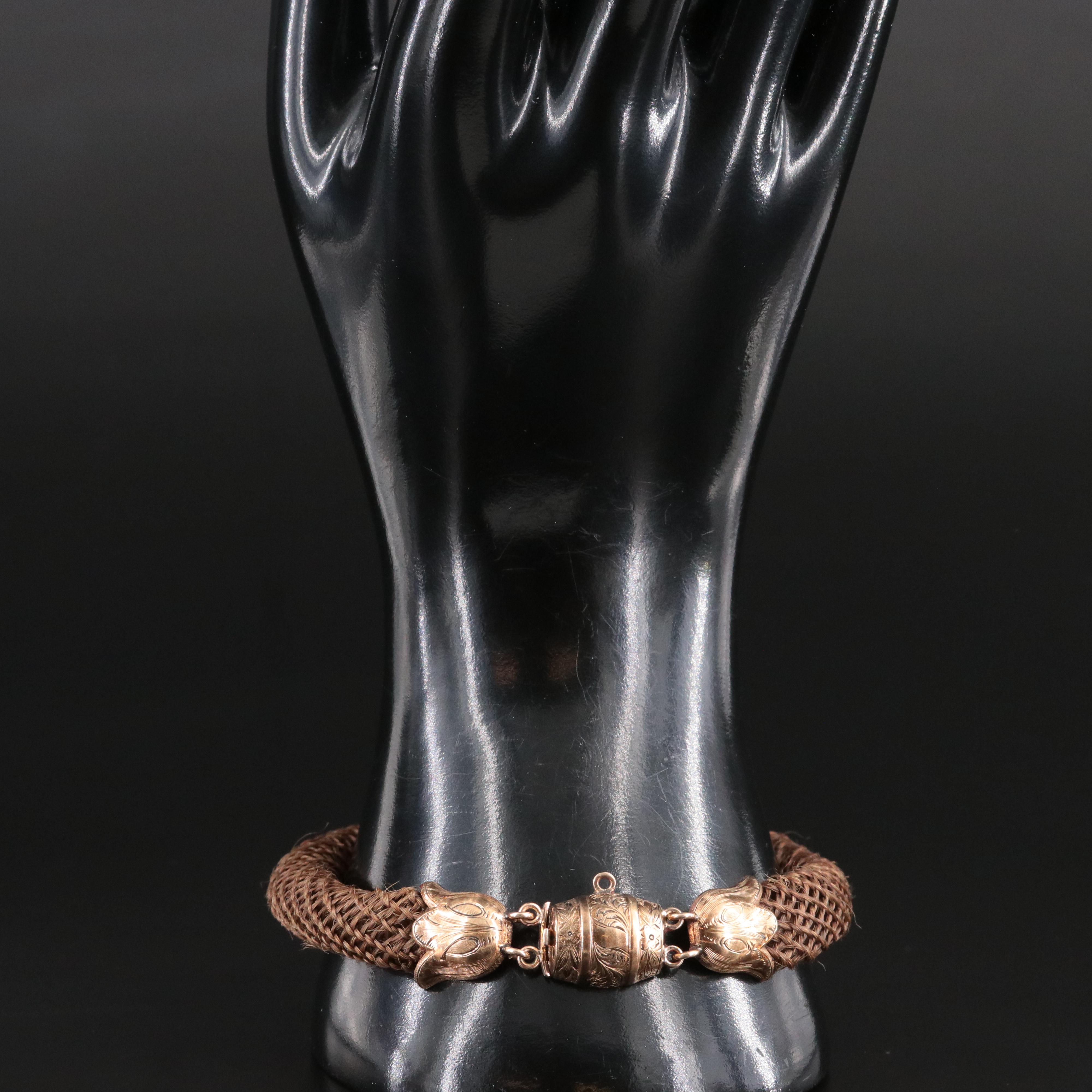 Victorian 10K and Woven Hair Bracelet