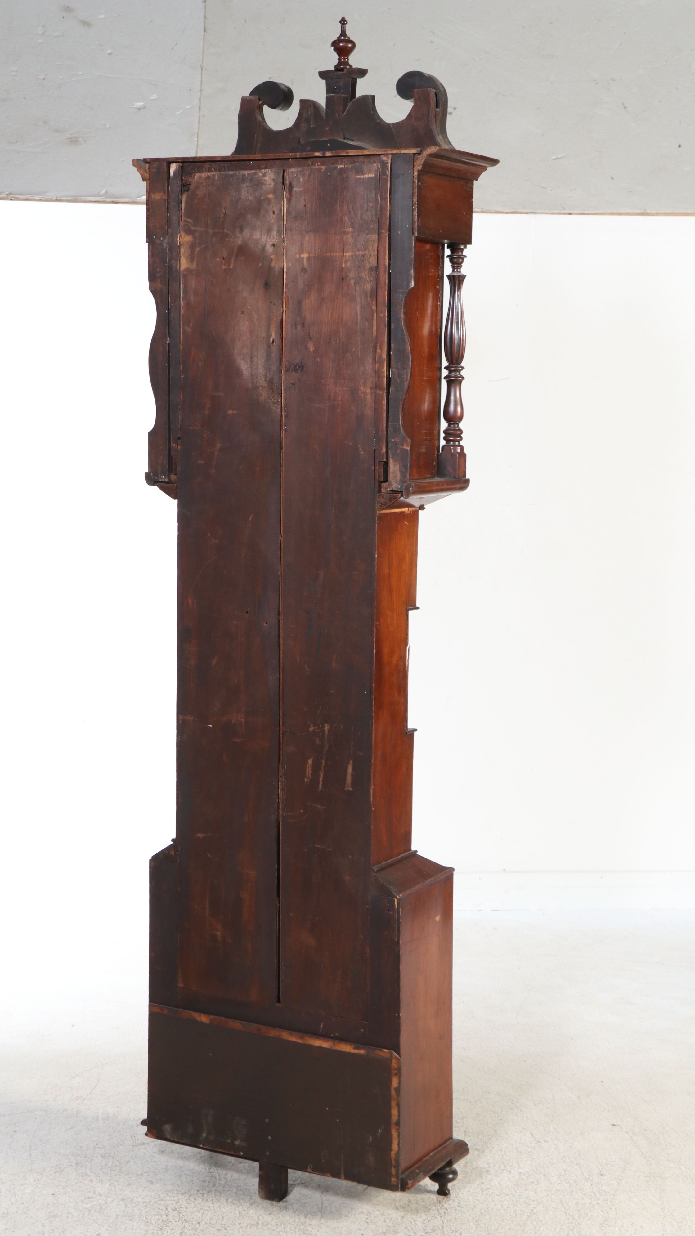 Bradford Chippendale Style Grandfather Clock with Hand-Painted Tombstone Face