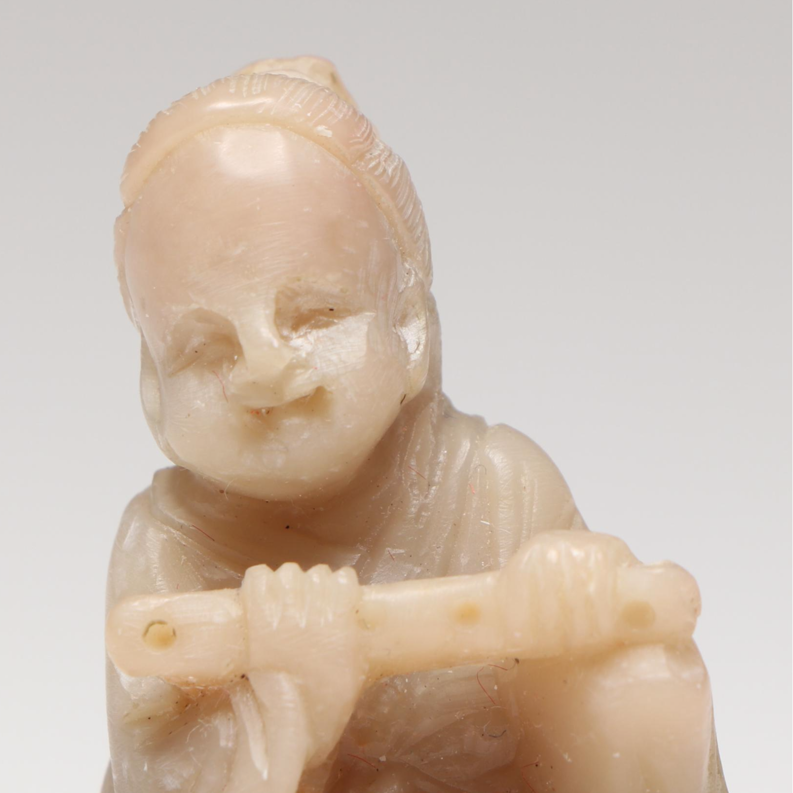 Chinese Flute Player Carved Soapstone Seal Stamp