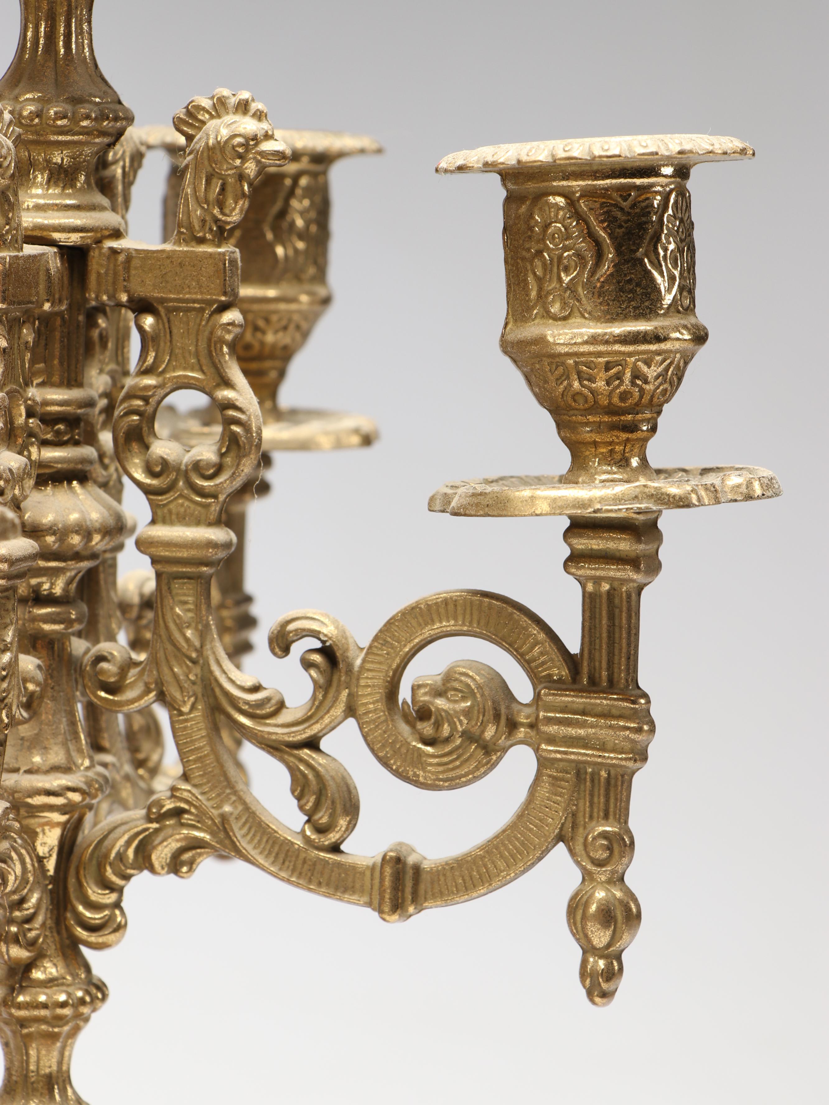 Louis XIV Style Brass and Marble Candelabrum
