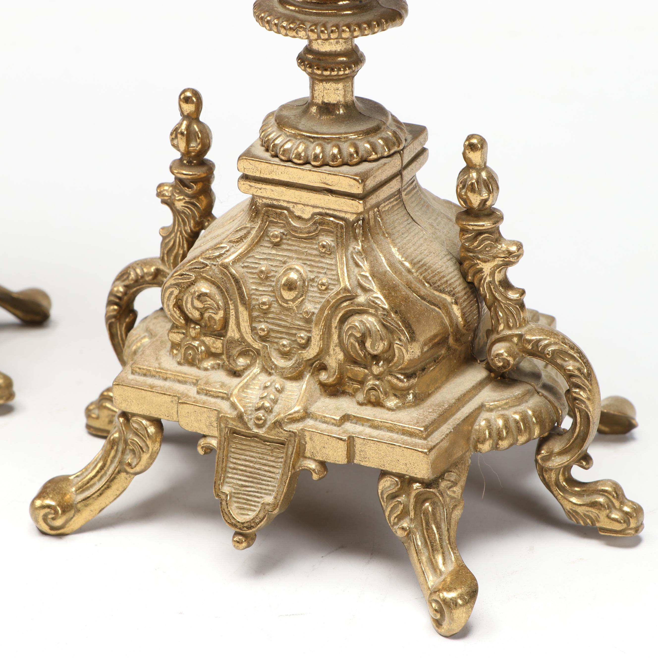 Louis XIV Style Brass and Marble Candelabrum