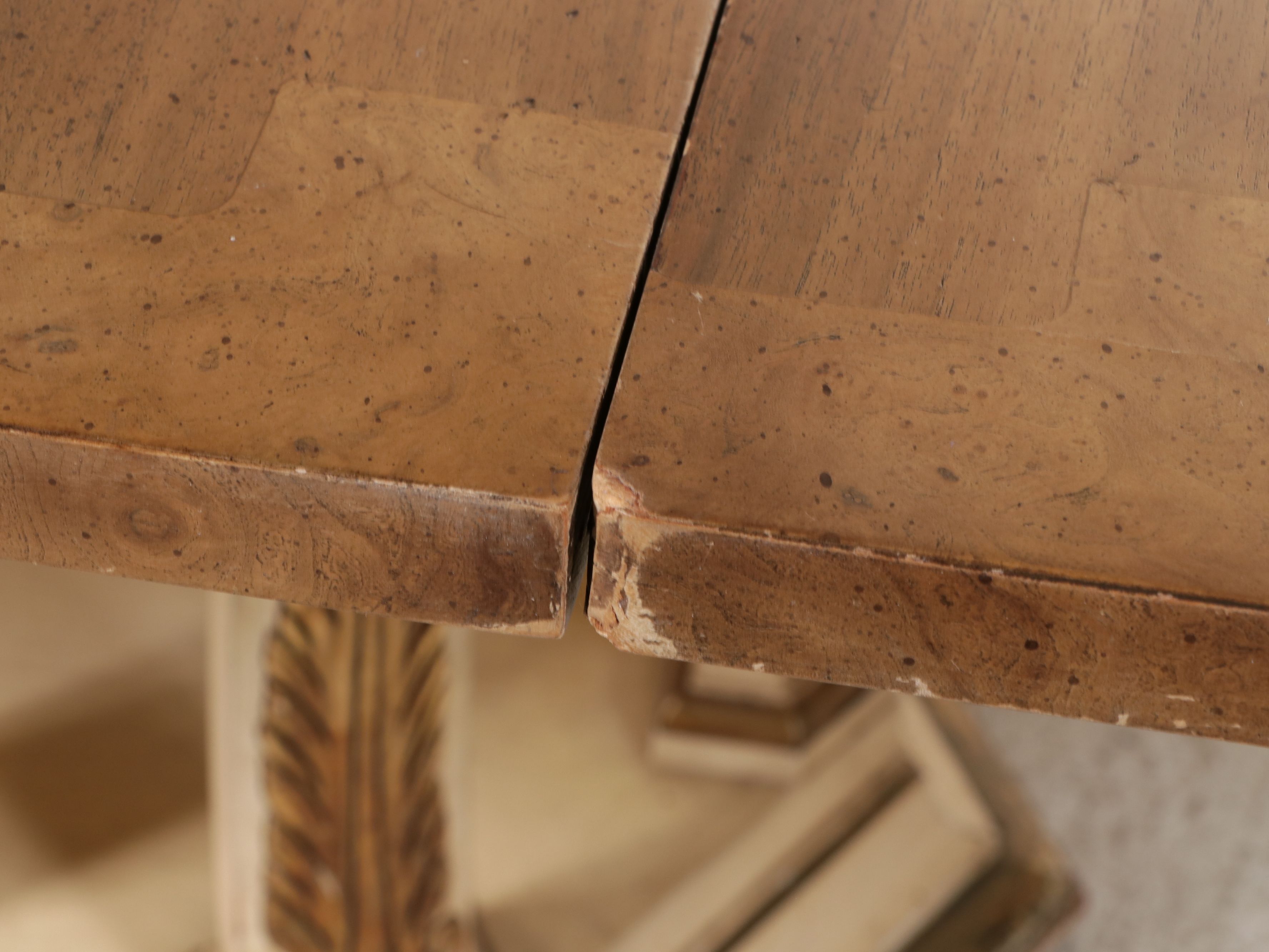 Mastercraft Mediterranean Style Walnut Burl & Parcel Gilt Nine-Piece Dining Set