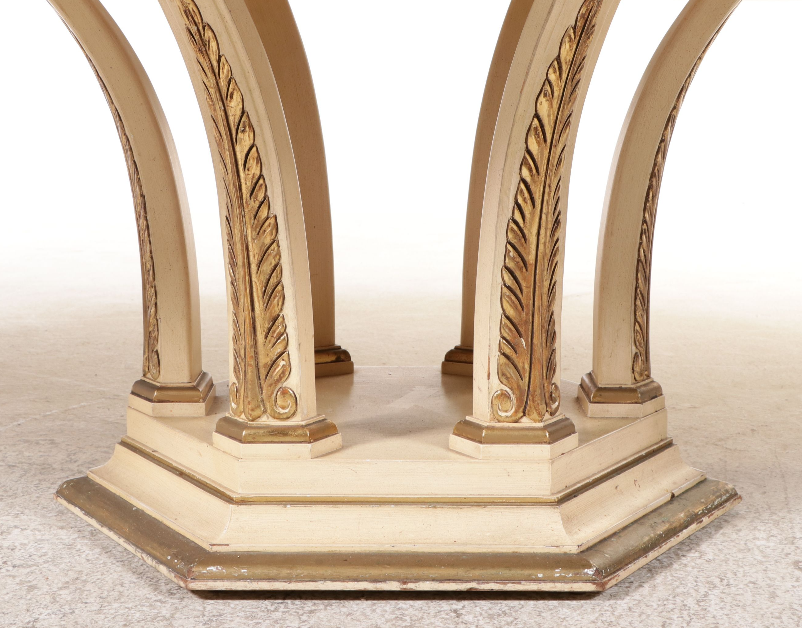 Mastercraft Mediterranean Style Walnut Burl & Parcel Gilt Nine-Piece Dining Set