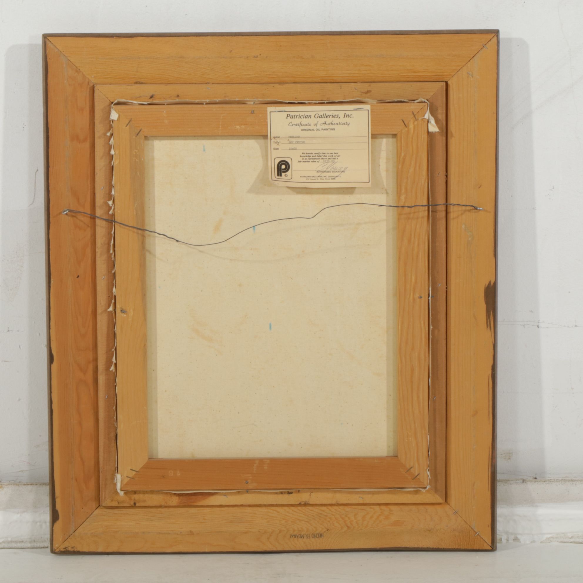 Morlink Portrait Oil Painting "Boy Crying", Mid to Late 20th Century