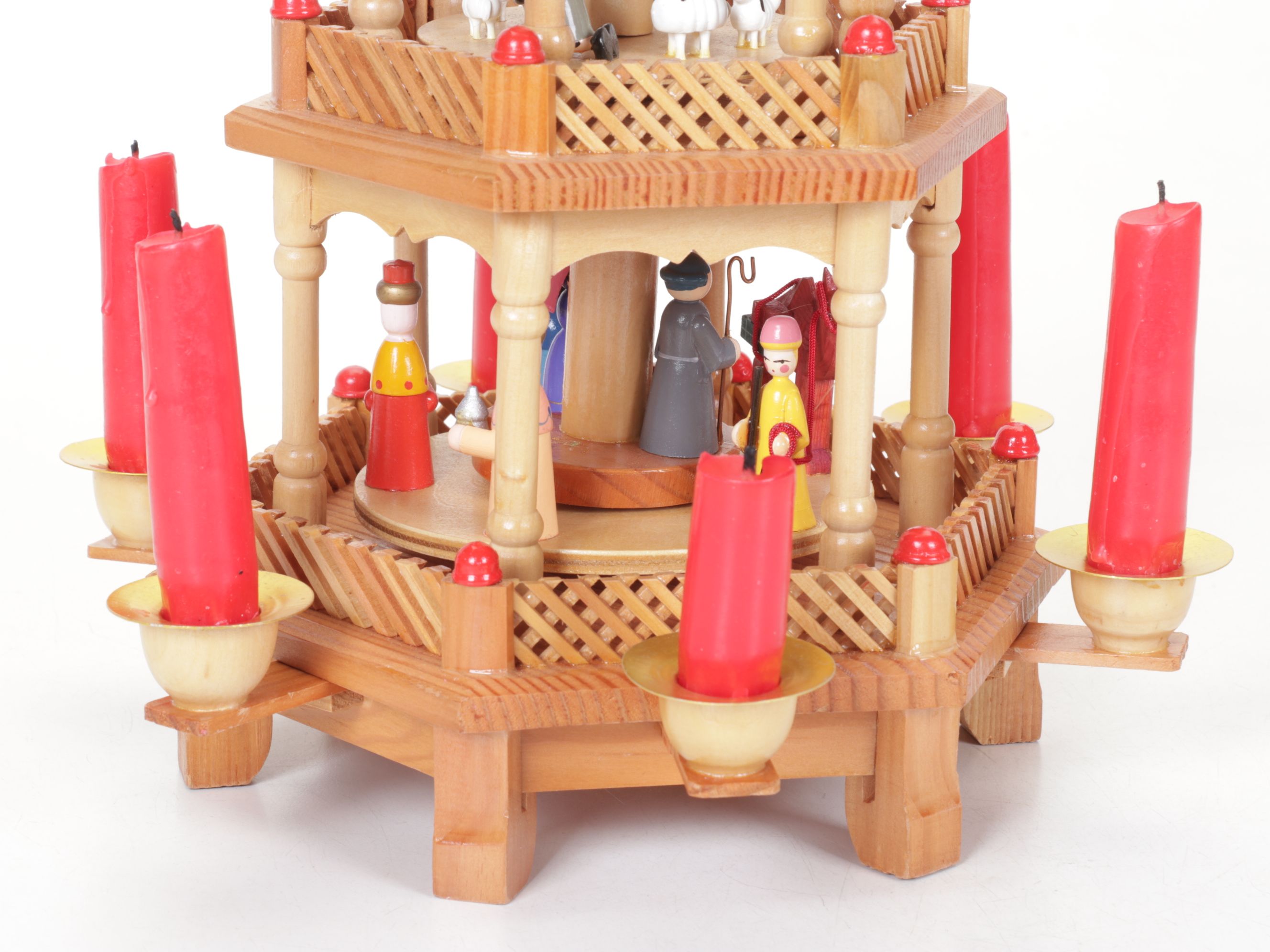 Hand-Painted Erzgebirge Three Tier Nativity Pyramid