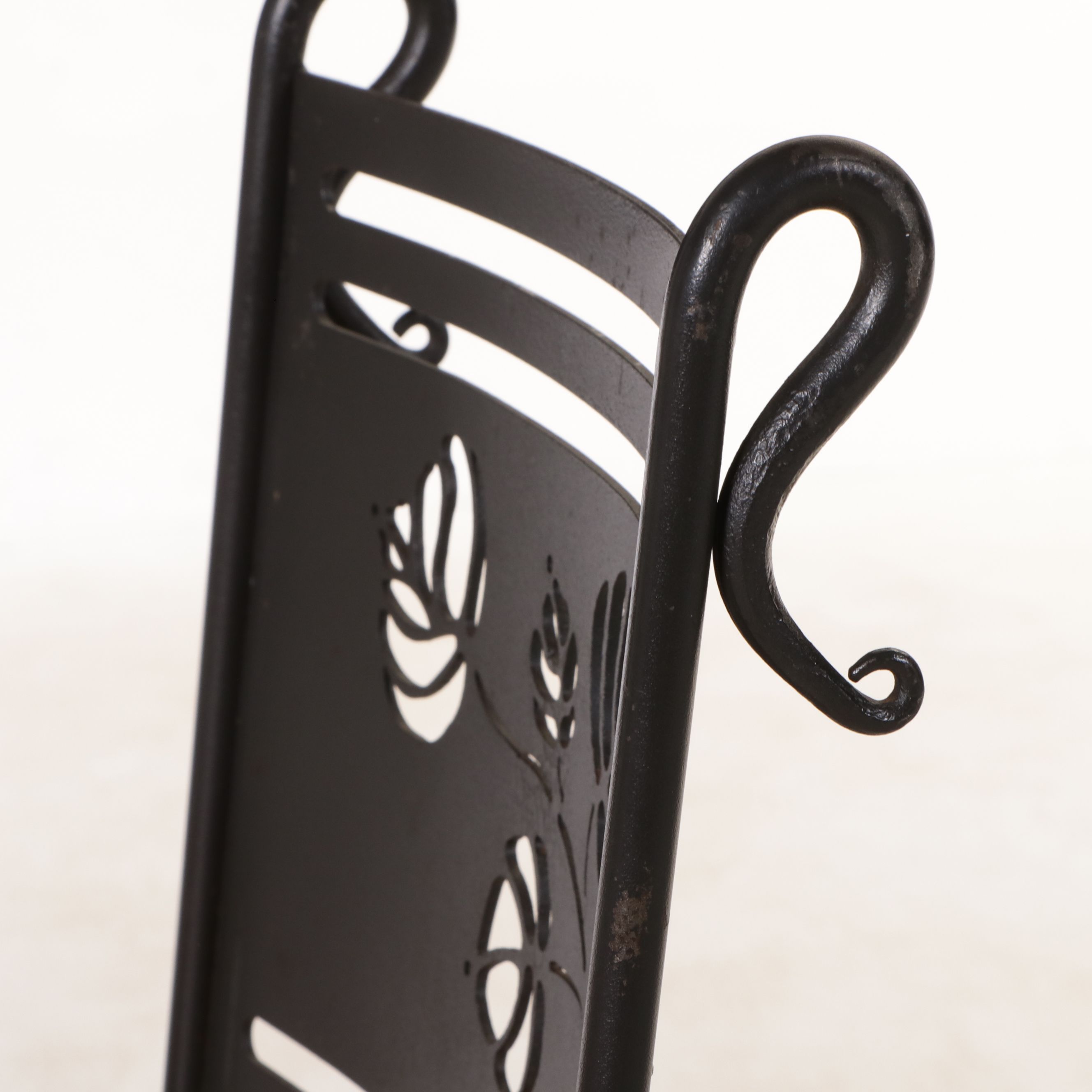 Pair of Wrought Iron Swivel Barstools with Pine Seats