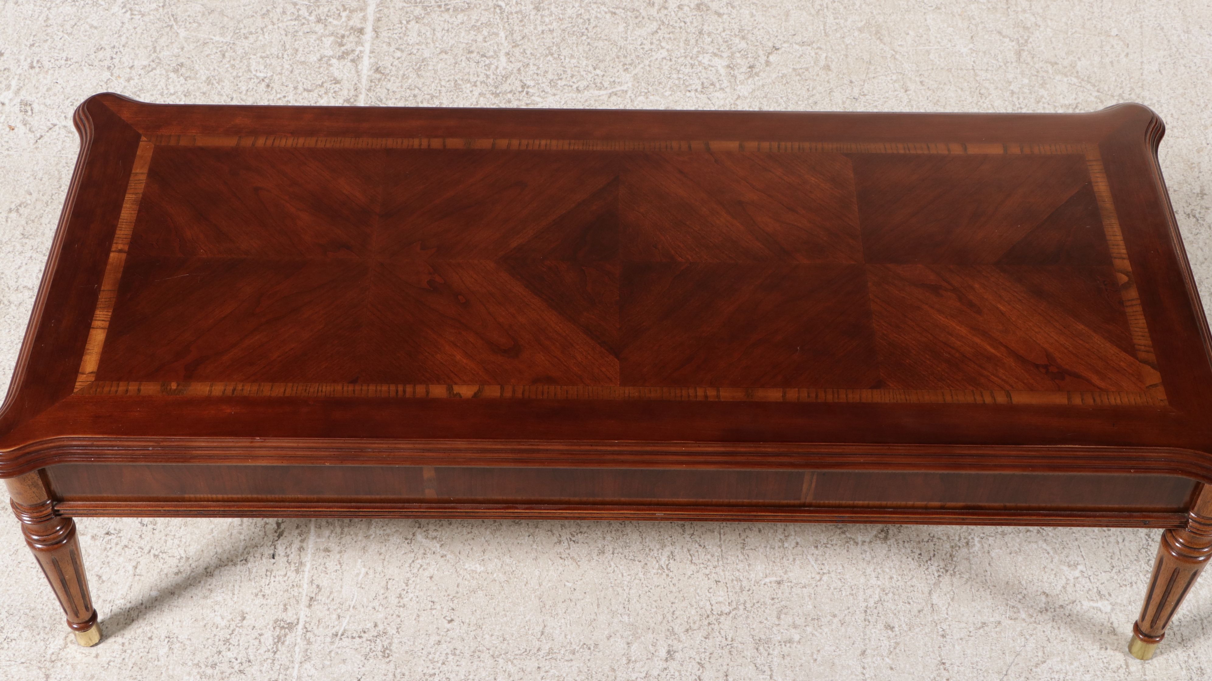 Louis XVI Style Book Match Cherry Coffee Table