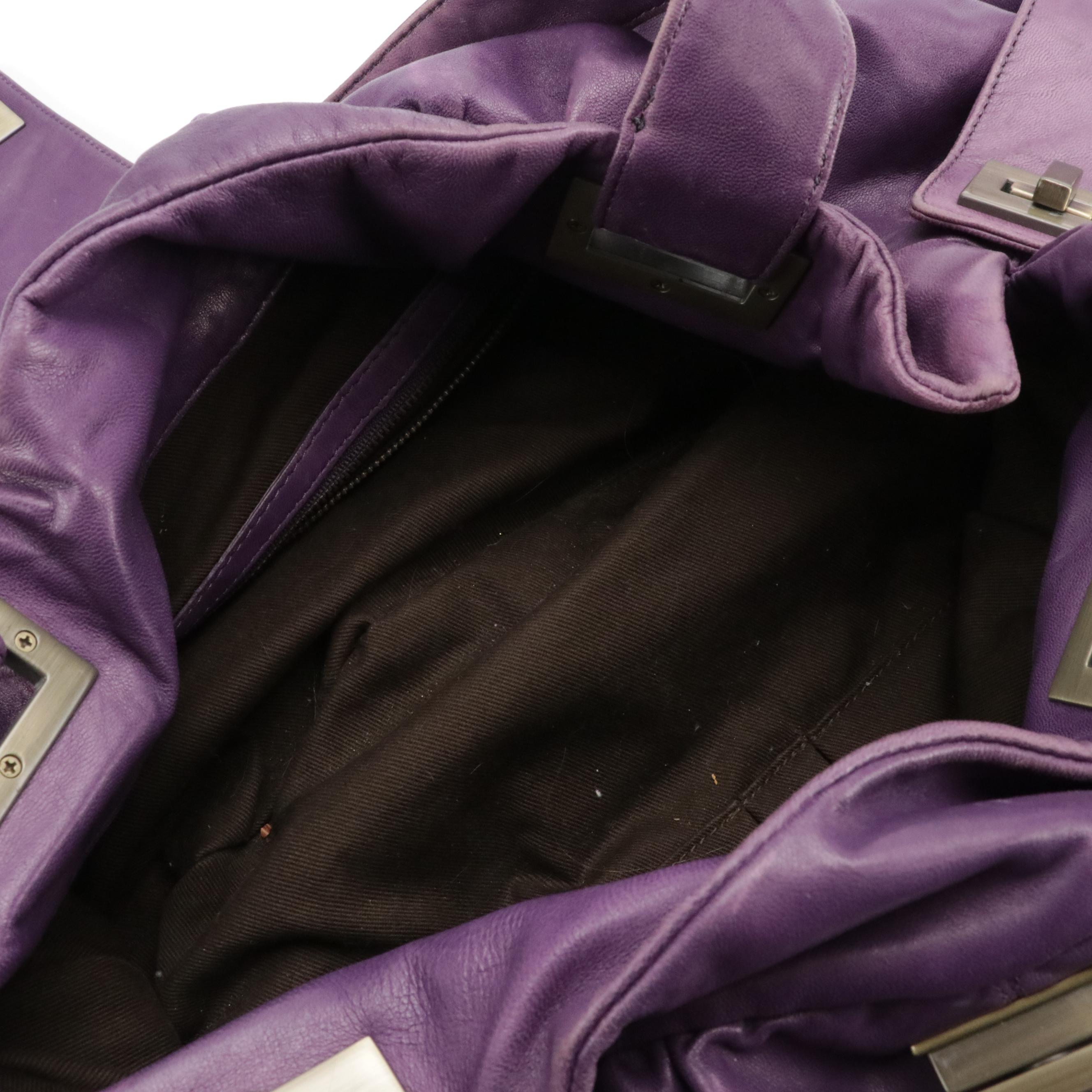 Kooba Violet Lambskin Leather Satchel Bag and Coach Signature Canvas Belt Bag