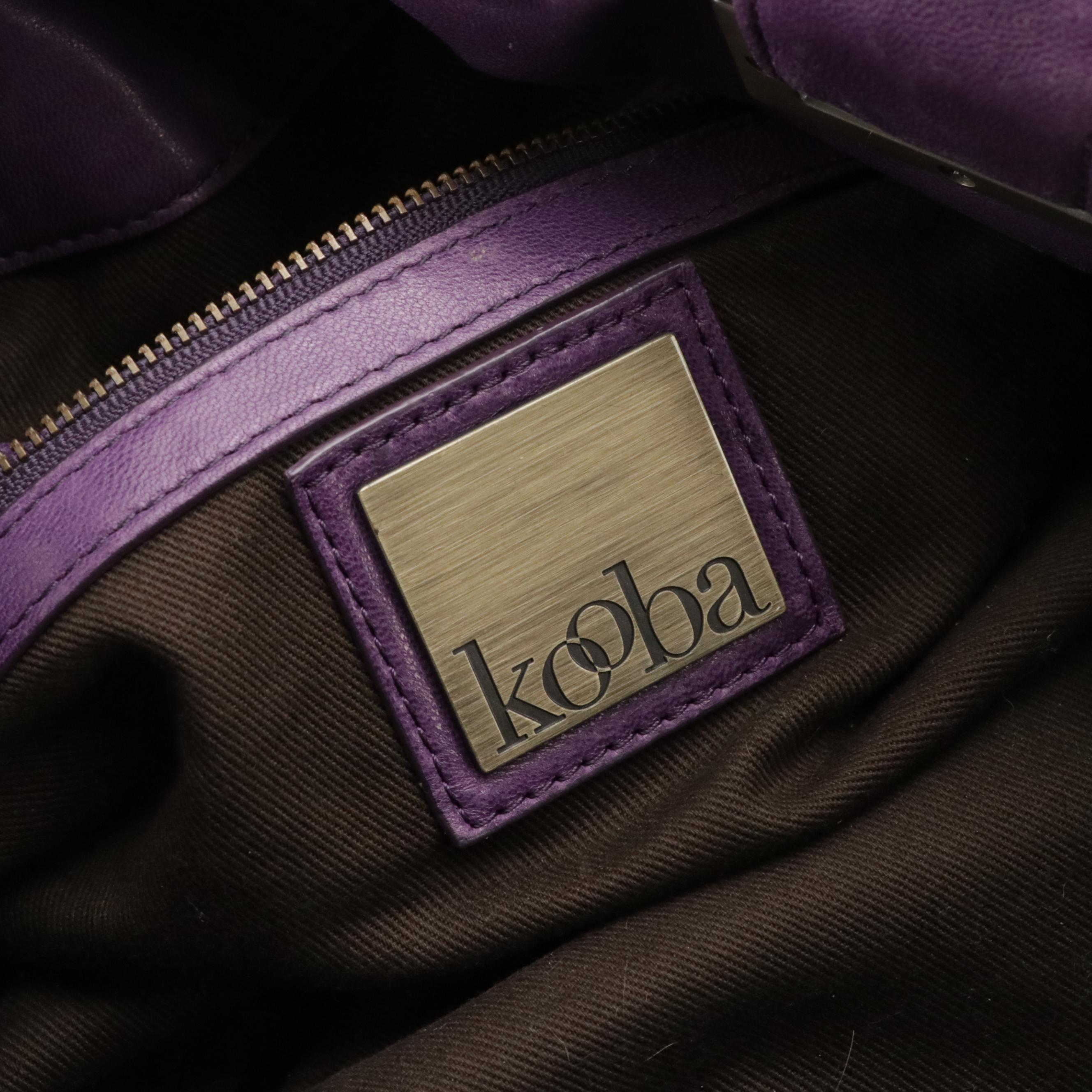 Kooba Violet Lambskin Leather Satchel Bag and Coach Signature Canvas Belt Bag