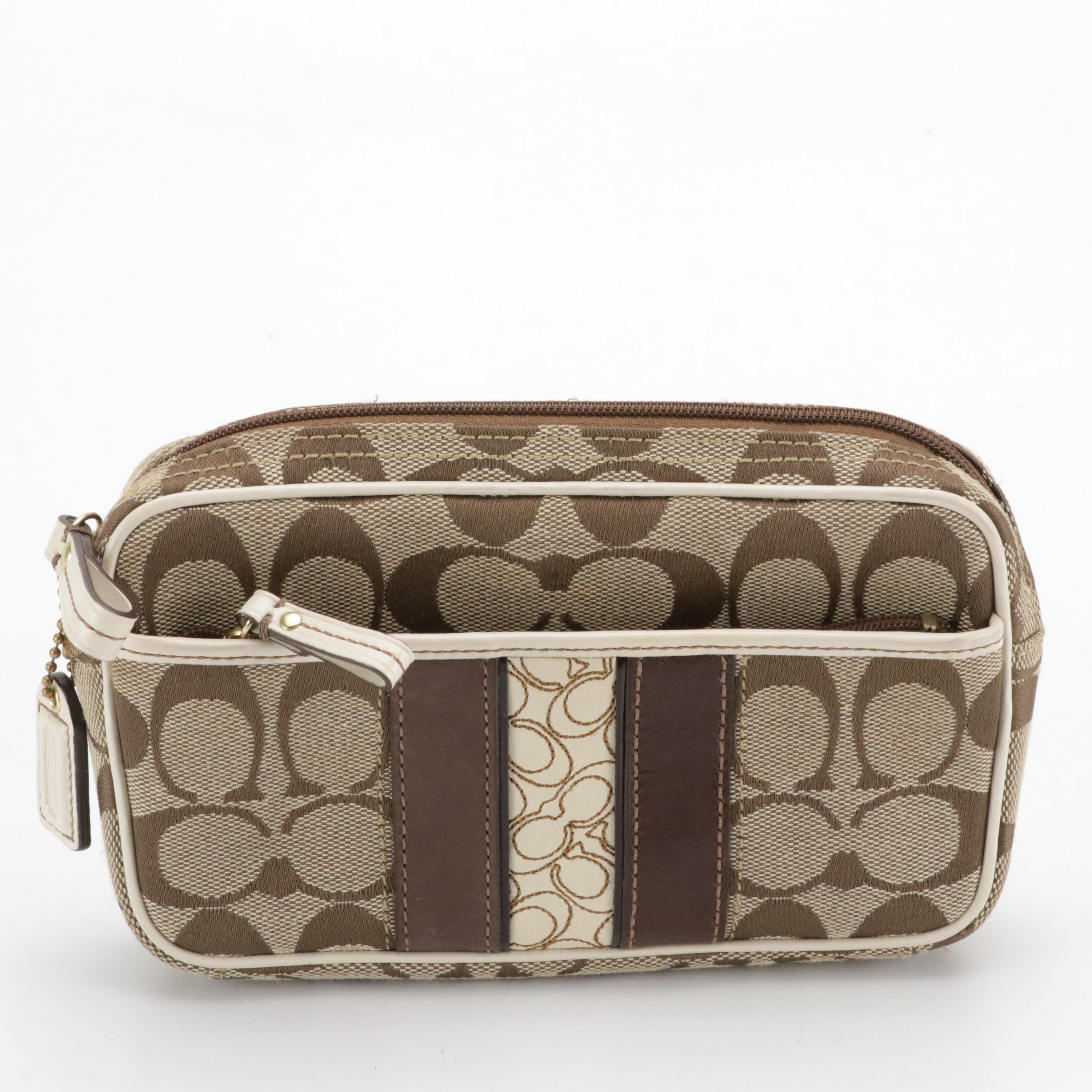 Kooba Violet Lambskin Leather Satchel Bag and Coach Signature Canvas Belt Bag