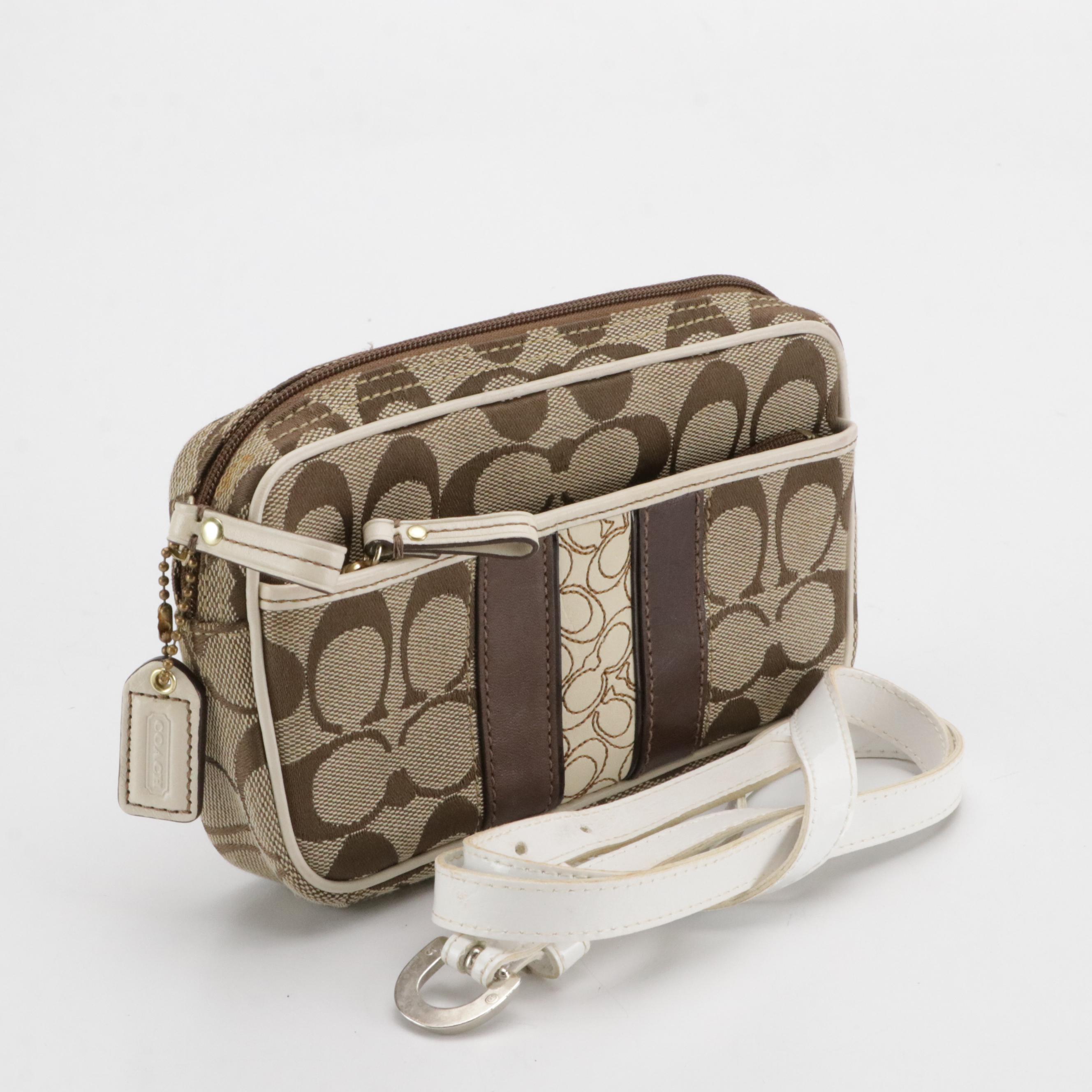 Kooba Violet Lambskin Leather Satchel Bag and Coach Signature Canvas Belt Bag