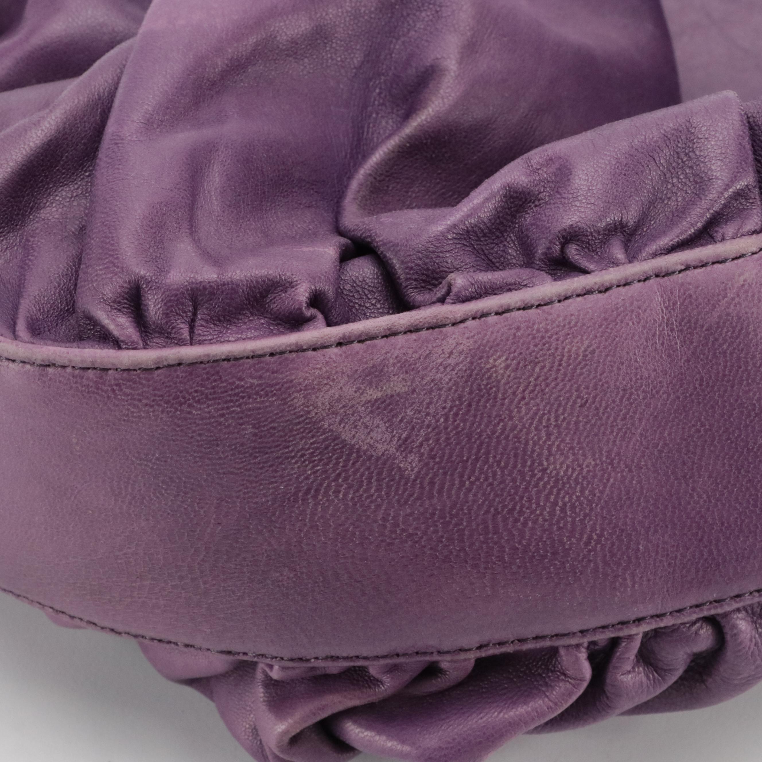 Kooba Violet Lambskin Leather Satchel Bag and Coach Signature Canvas Belt Bag