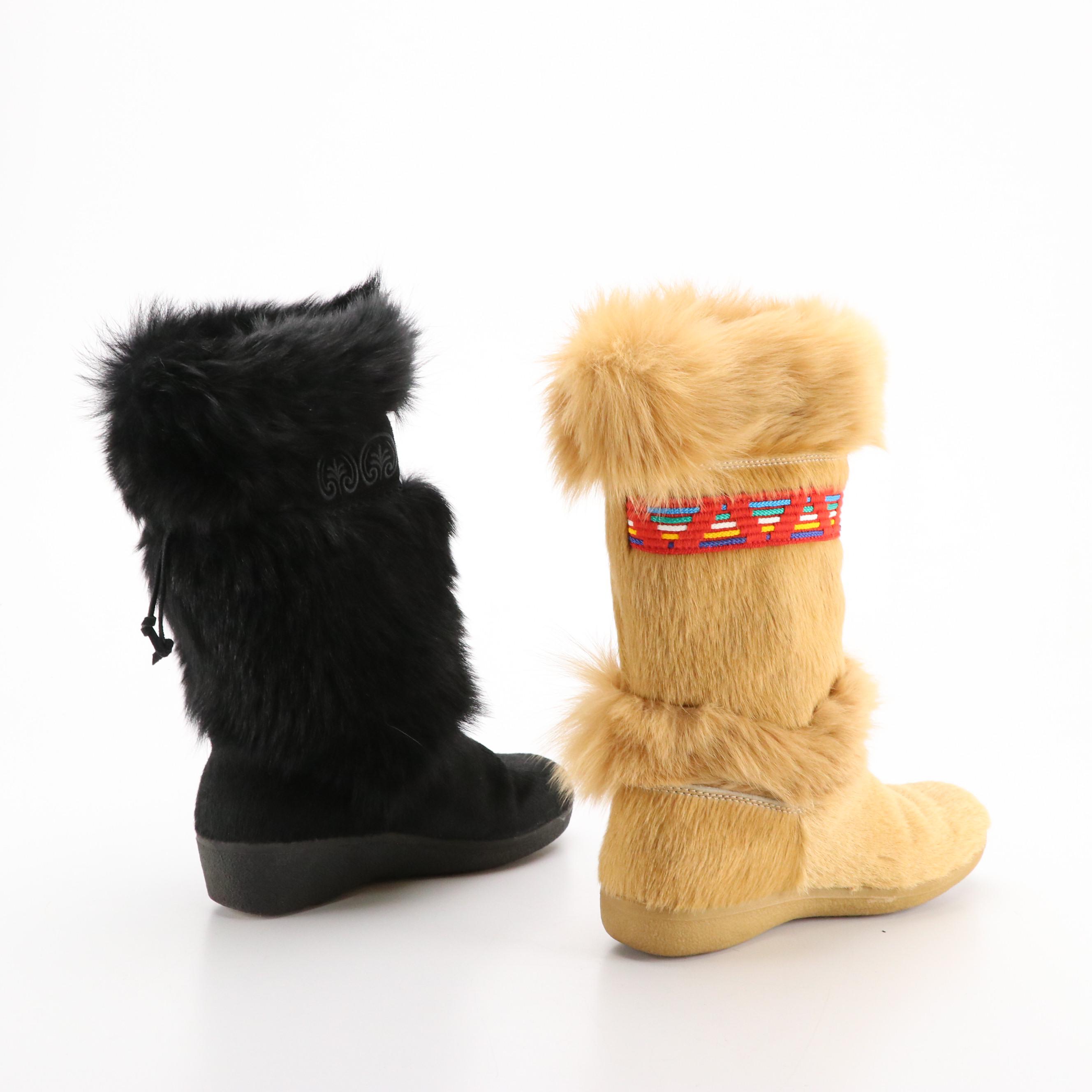 Tecnica Scandia Goat Fur Après Ski Boots with Embroidered Details